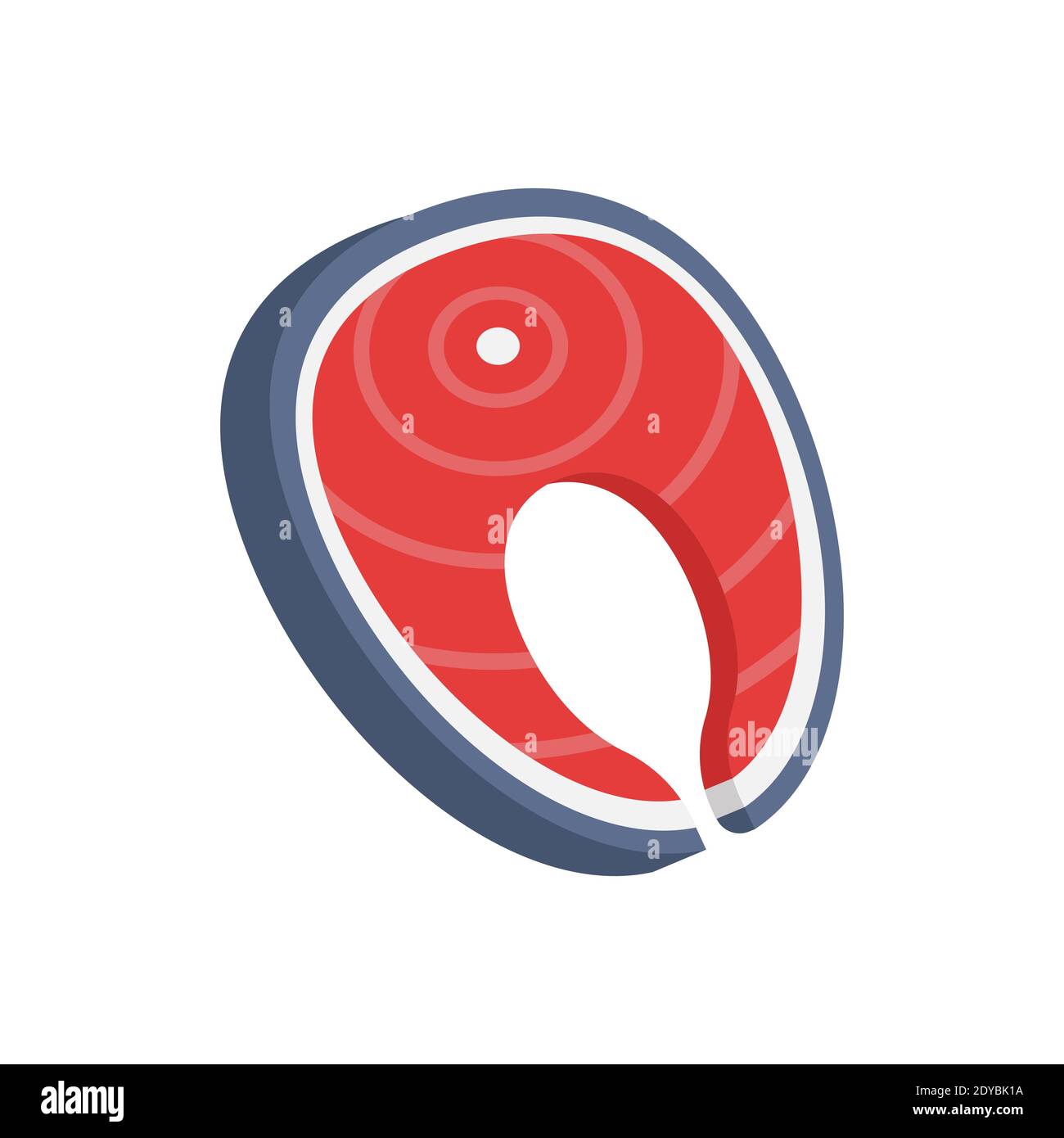 Red fish salmon steak on white background. Vector illustration in ...