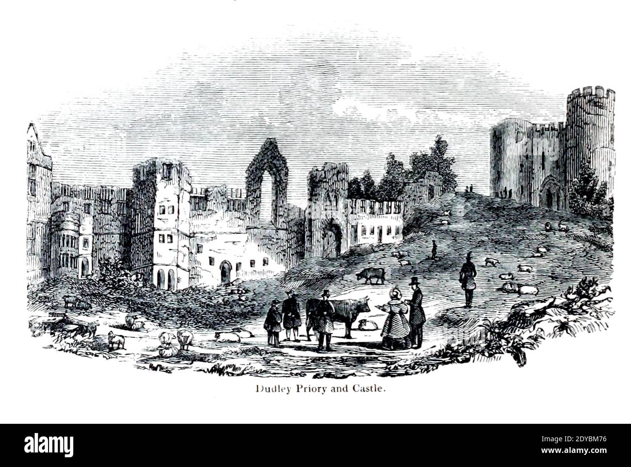 Dudley [West Midlands, England] Priory and Castle From the book The wanderings of a pen and pencil by Palmer, F. P. (Francis Paul); Illustrated by Crowquill, Alfred, [Alfred Henry Forrester]  Published in London by Jeremiah How in 1846 Stock Photo