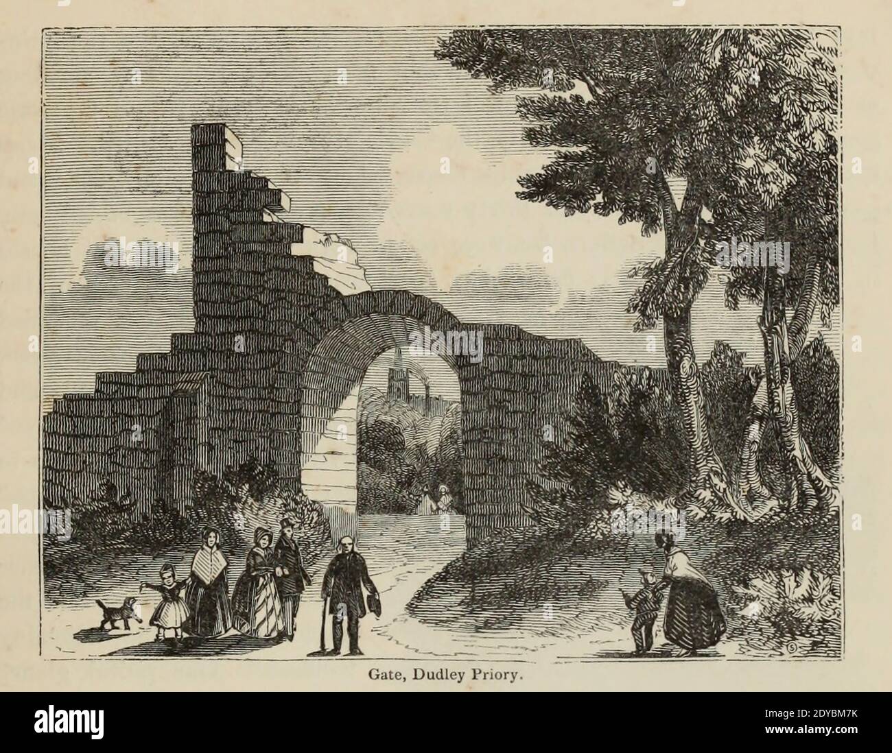 Gate at Dudley [West Midlands, England] Priory From the book The wanderings of a pen and pencil by Palmer, F. P. (Francis Paul); Illustrated by Crowquill, Alfred, [Alfred Henry Forrester]  Published in London by Jeremiah How in 1846 Stock Photo