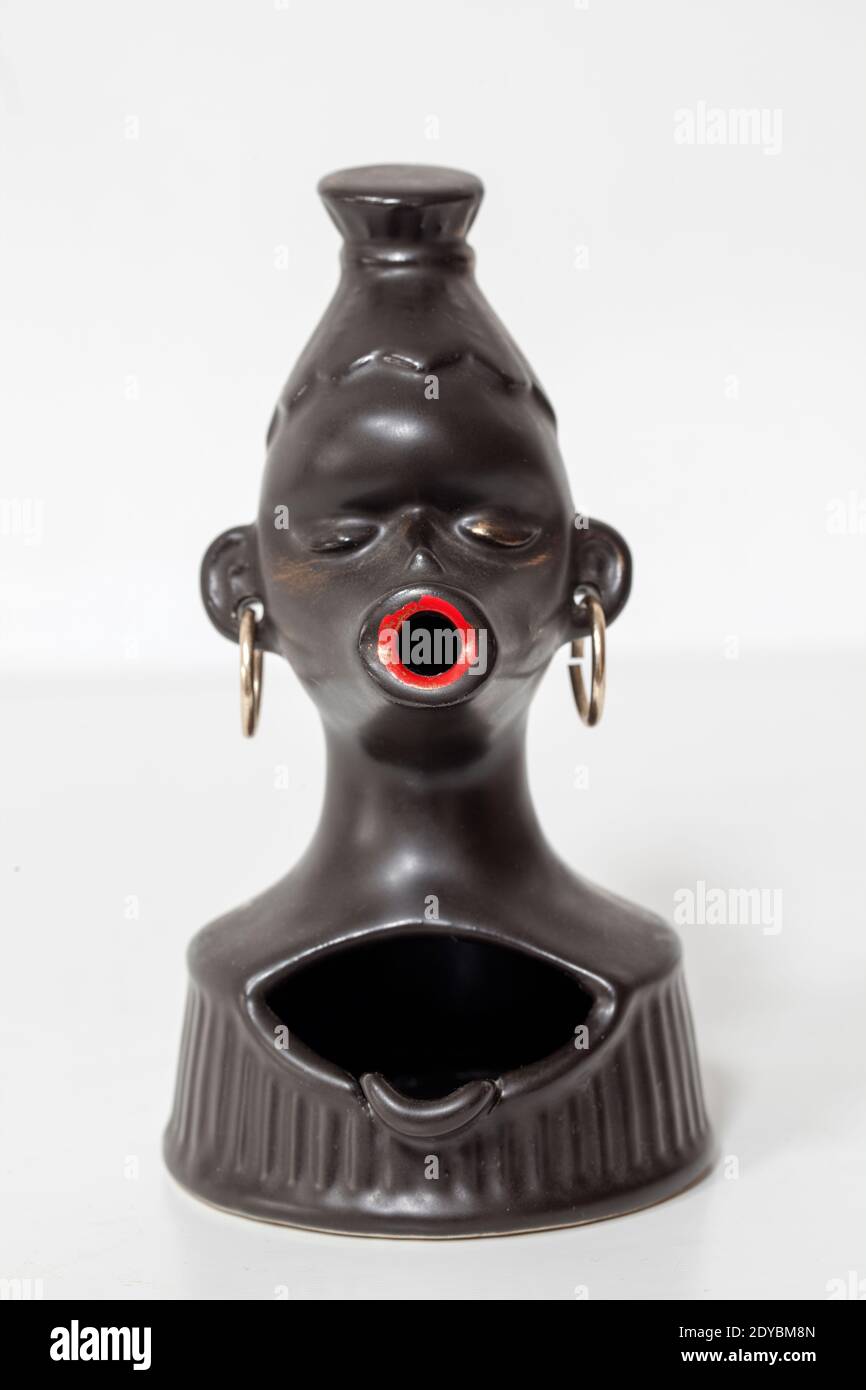 Black Lady Figurative Ashtray Stock Photo