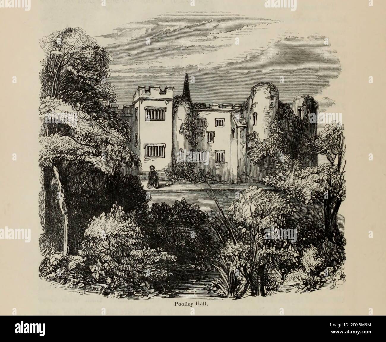 Poolley Hall From the book The wanderings of a pen and pencil by Palmer, F. P. (Francis Paul); Illustrated by Crowquill, Alfred, [Alfred Henry Forrester]  Published in London by Jeremiah How in 1846 Stock Photo
