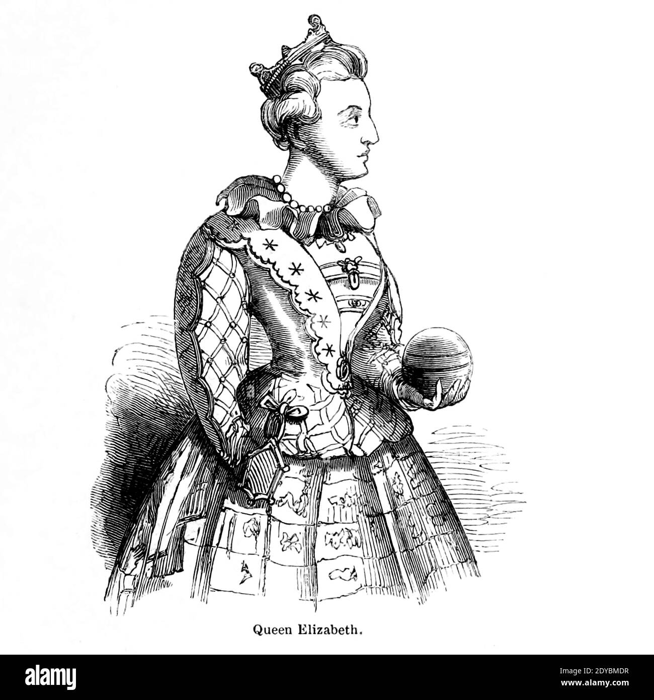 Queen Elizabeth From the book The wanderings of a pen and pencil by Palmer, F. P. (Francis Paul); Illustrated by Crowquill, Alfred, [Alfred Henry Forrester]  Published in London by Jeremiah How in 1846 Stock Photo