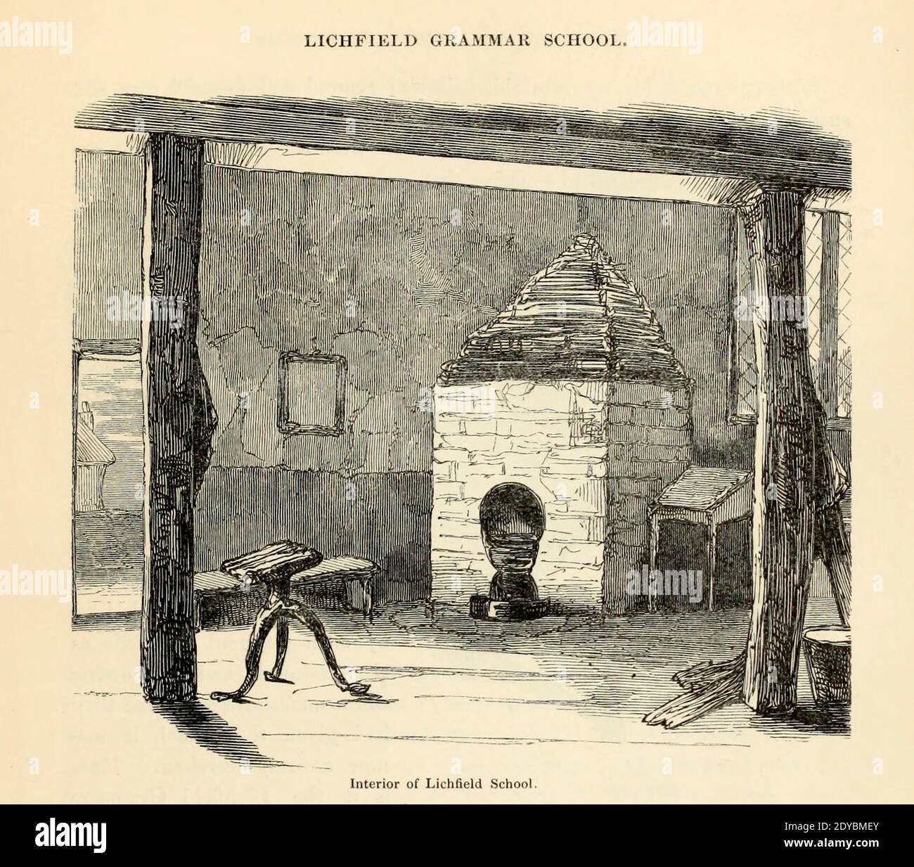 Lichfield School [Staffordshire, England]. From the book The wanderings of a pen and pencil by Palmer, F. P. (Francis Paul); Illustrated by Crowquill, Alfred, [Alfred Henry Forrester]  Published in London by Jeremiah How in 1846 Stock Photo