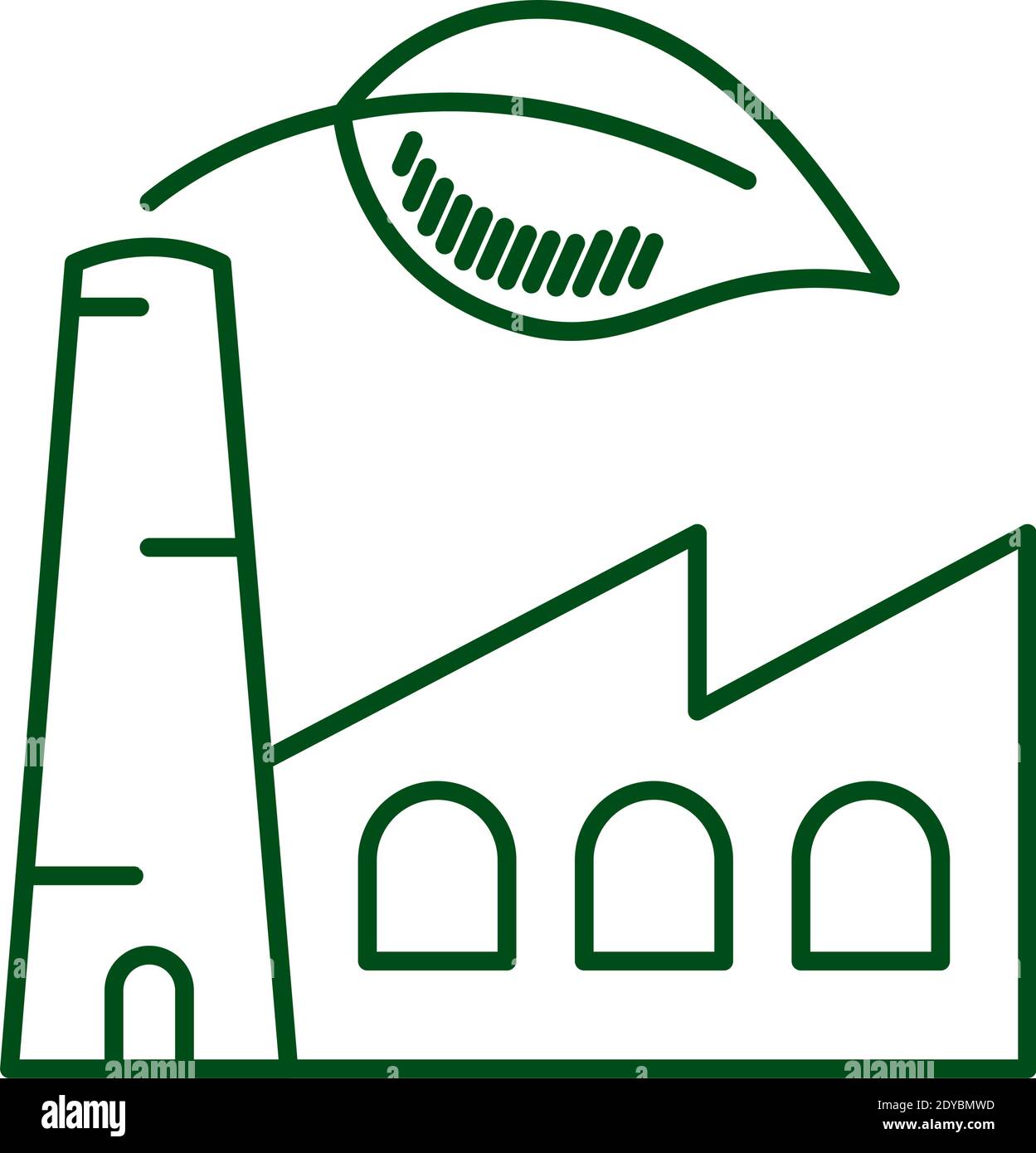 factory plant with leaf ecology line icon vector illustration design ...