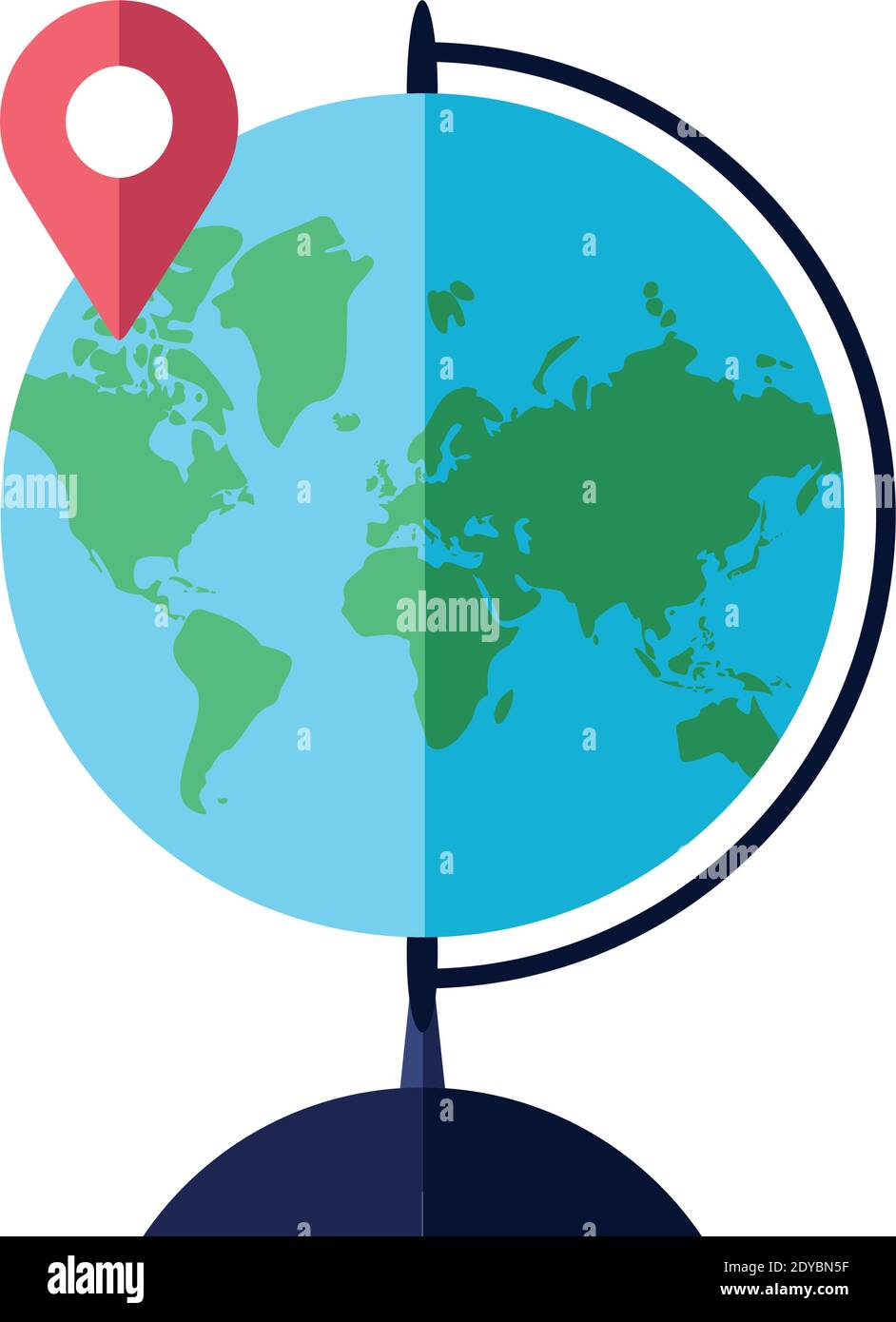 world map with pin location flat style icon vector illustration design ...