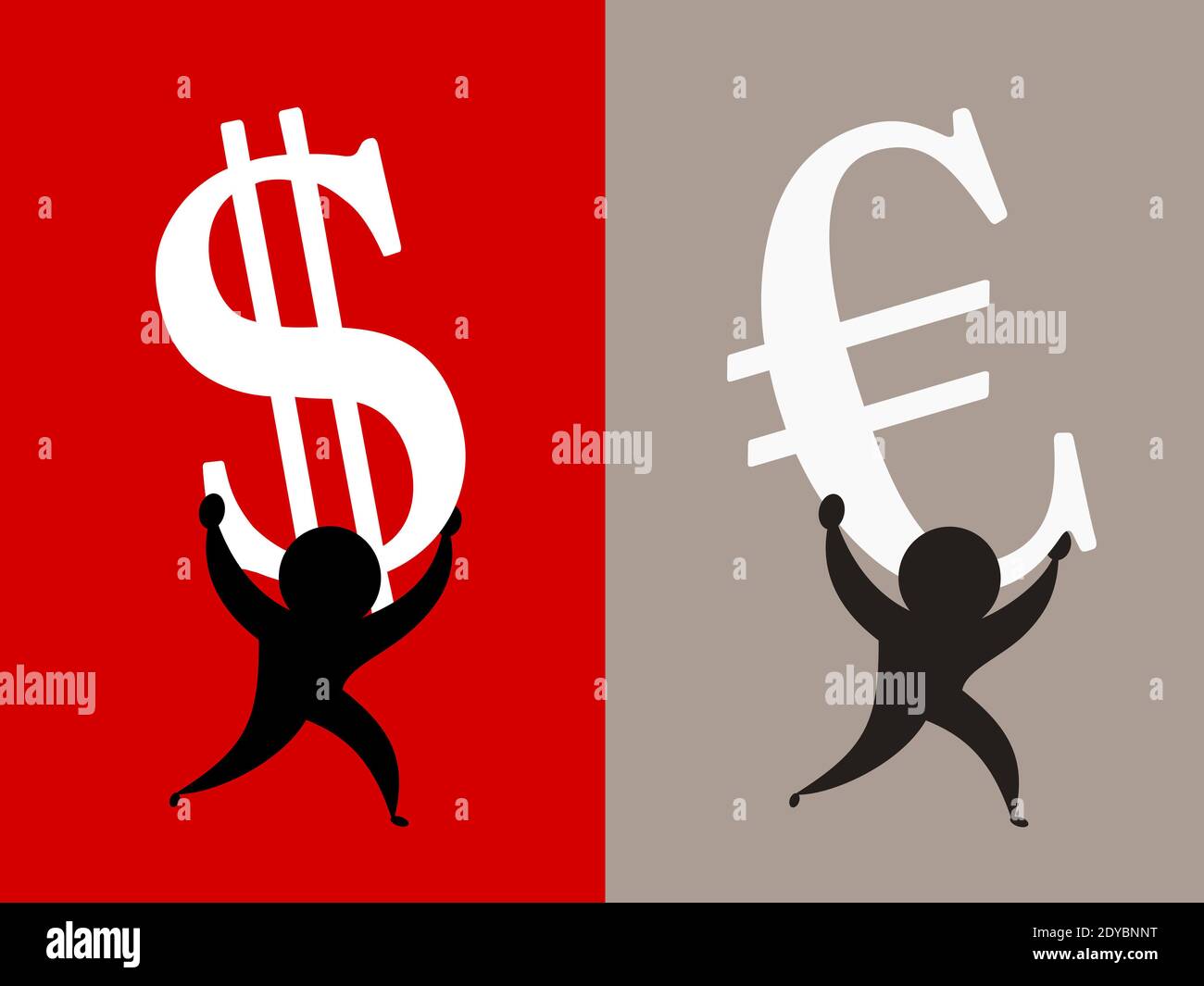 Man With Symbols Of Euro And Us Dollar On His Back Metaphor Meaning Suffering And Trouble Because Of Finance Individual Financial Problems And Diff Stock Photo Alamy