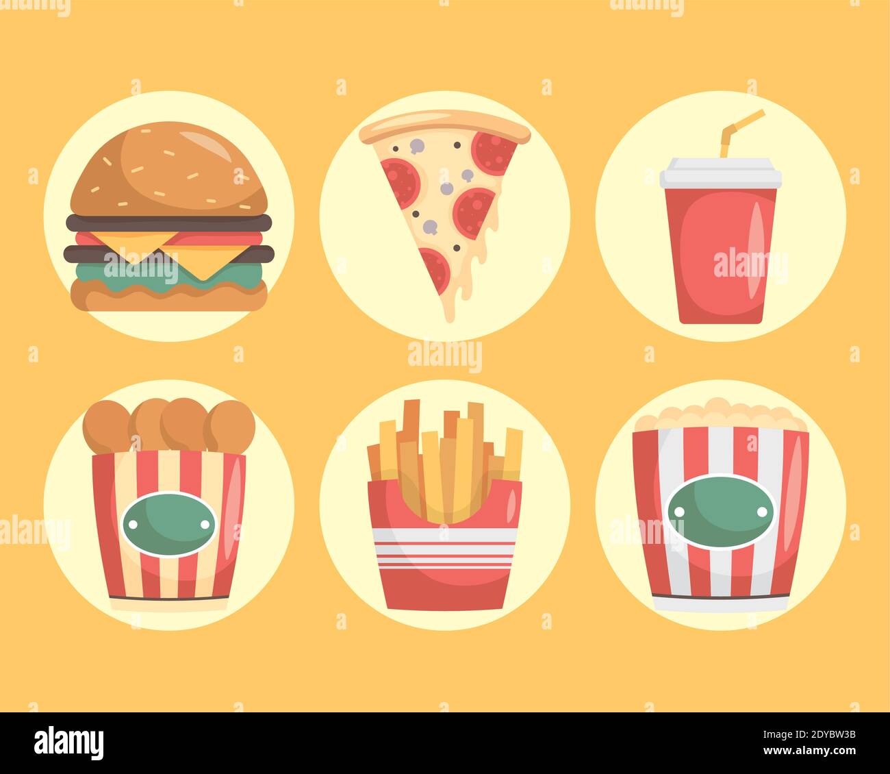 bundle of nine fast food icons vector illustration design Stock Vector ...