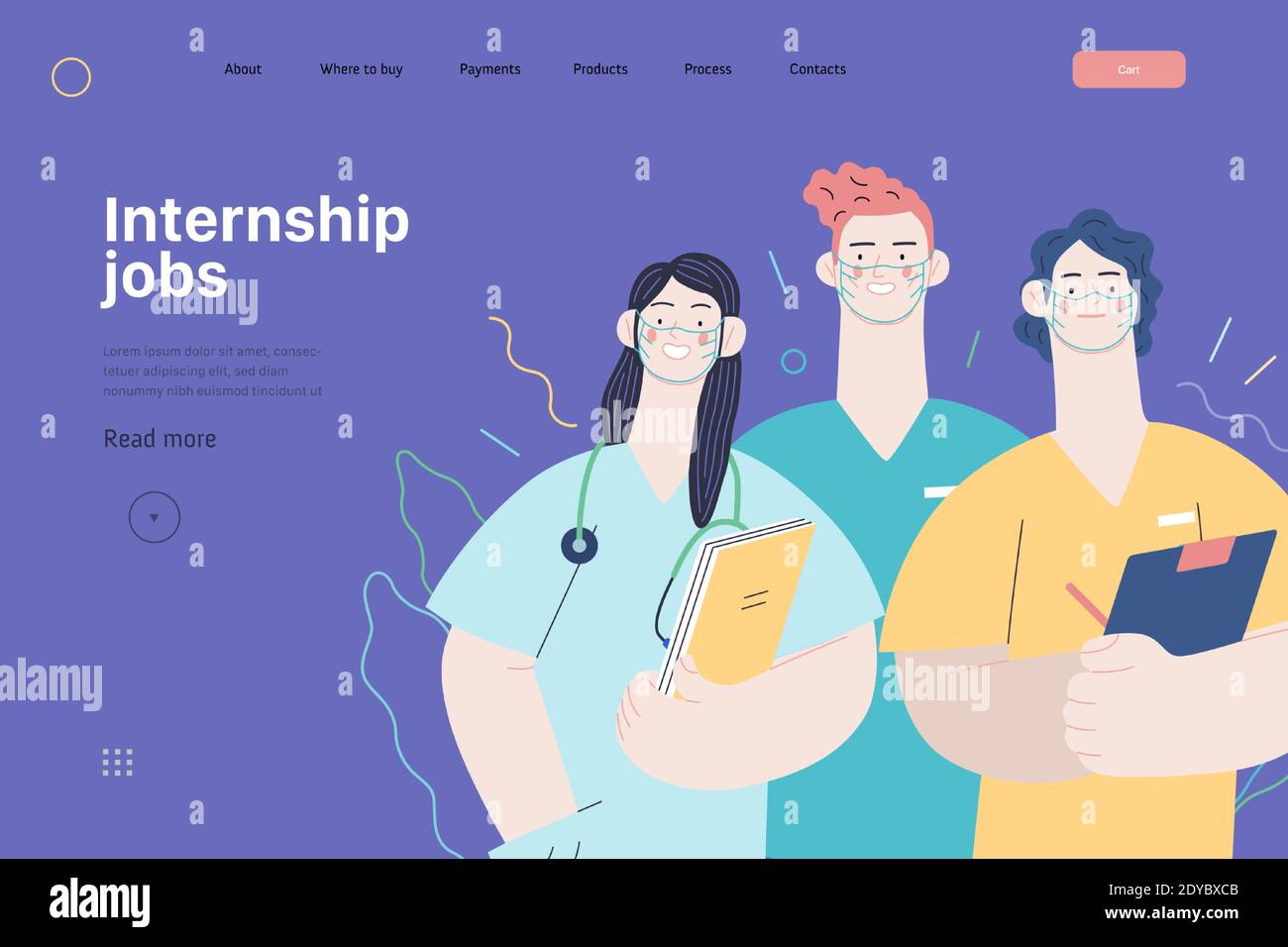 Medical insurance internship jobs modern flat vector concept digital
