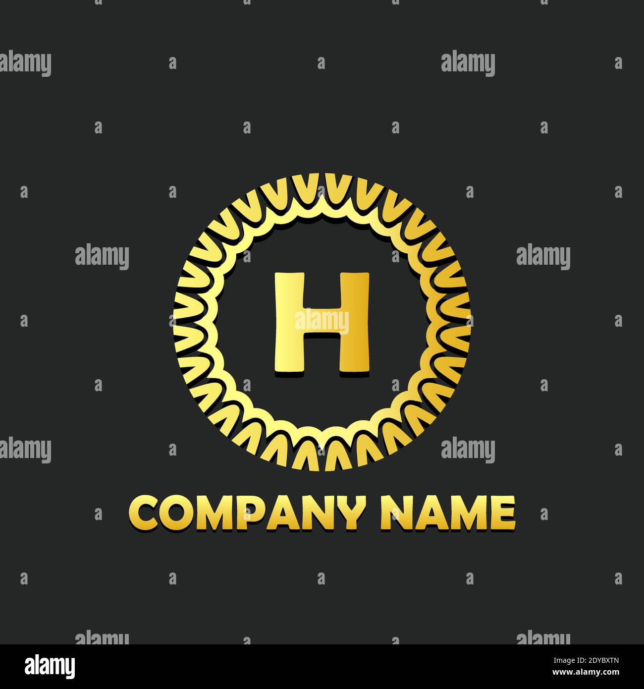 Golden elegant logo letter H template with ornaments. Company gold icon ...