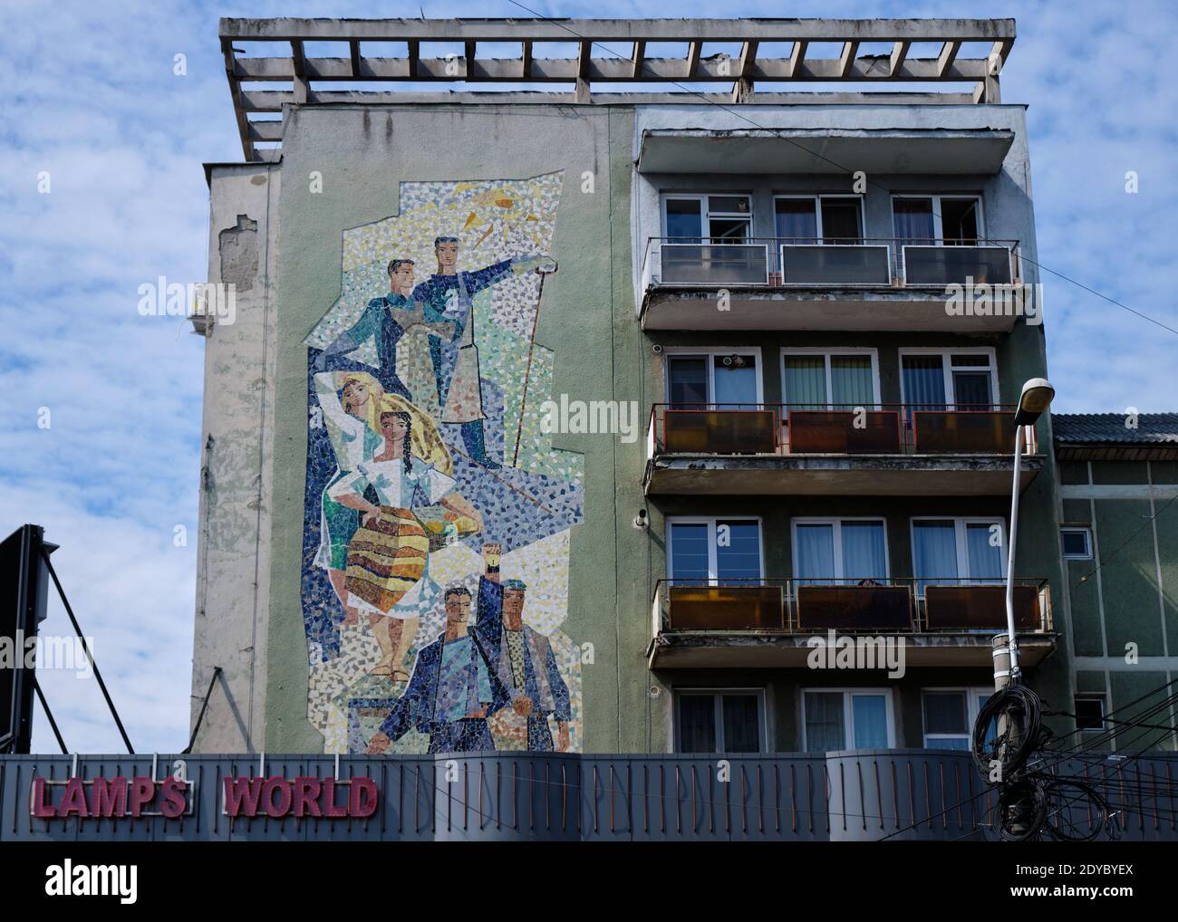 Socialist art mural in Baia Mare, Romania Stock Photo
