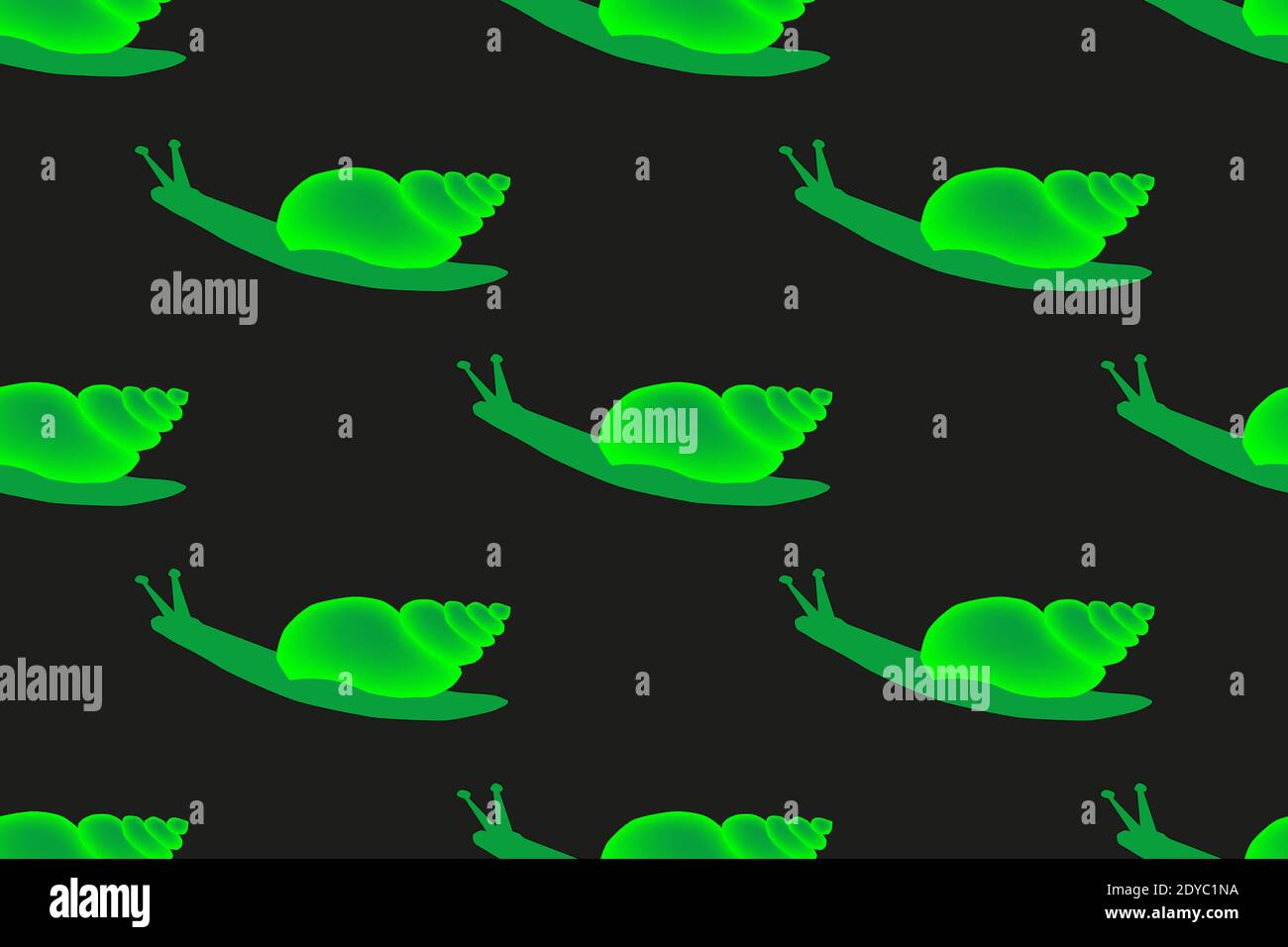 Green Snails Illustration Seamless Pattern on Blue Background Stock Vector