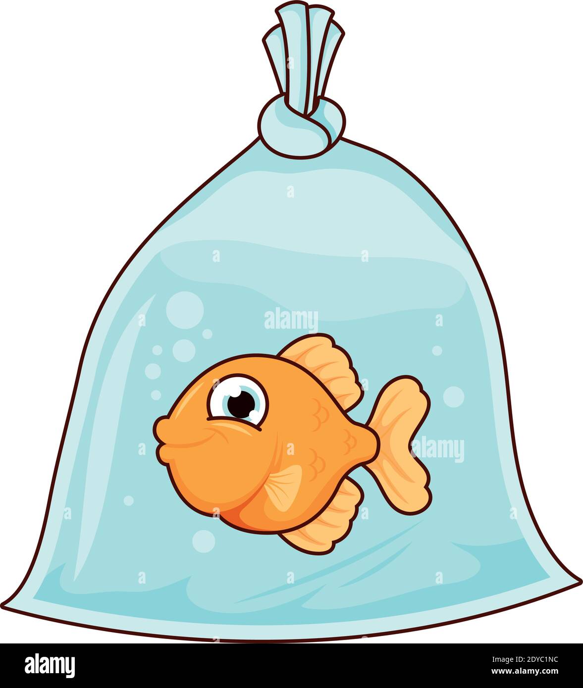 cute fish in plastic bag pet cartoon character vector illustration design  Stock Vector Image & Art - Alamy