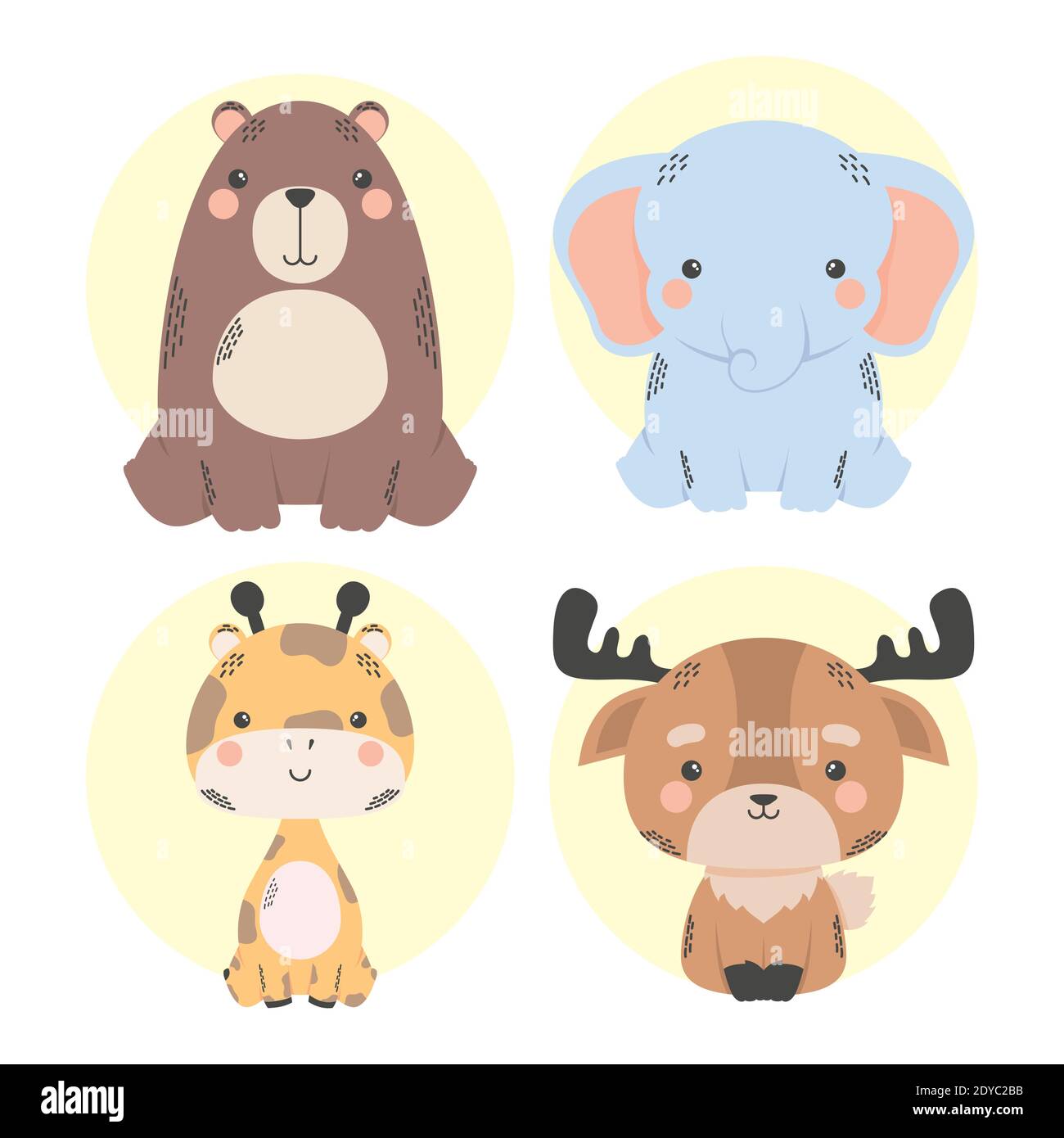 cute four animals comic characters vector illustration design Stock Vector