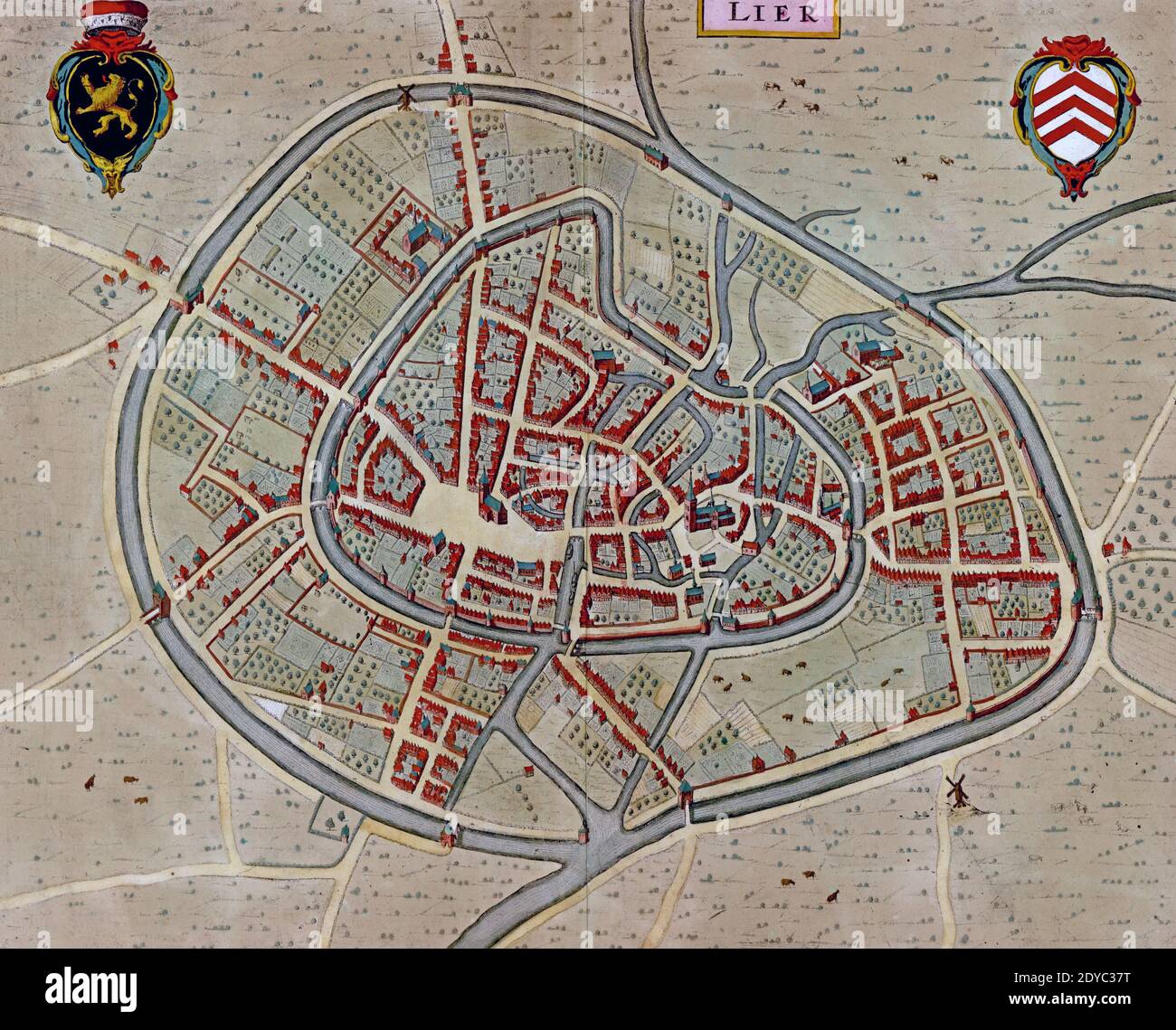 An illustration of the antique map of fortifications in Utrecht, The Netherlands Stock Photo