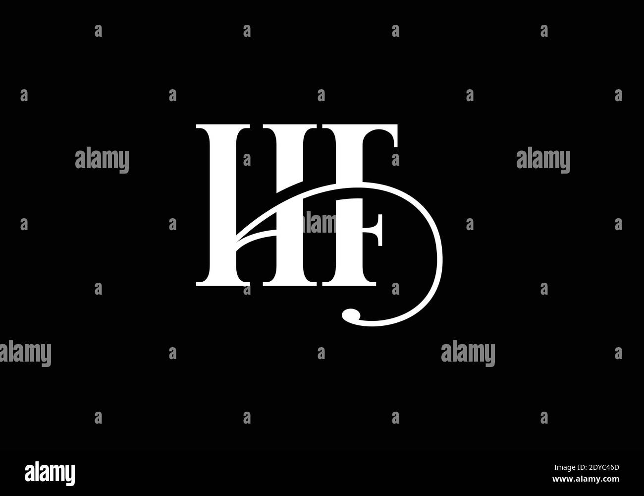 Initial Monogram Letter H F Logo Design Vector Template. H F Letter Logo Design Stock Vector