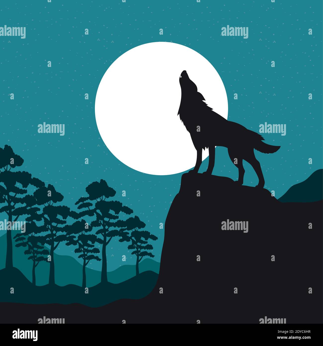 wolf howling wild fauna silhouette scene vector illustration design Stock  Vector Image & Art - Alamy