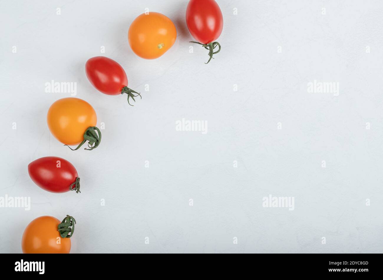 Fresh organic Cherry tomato on white background Stock Photo