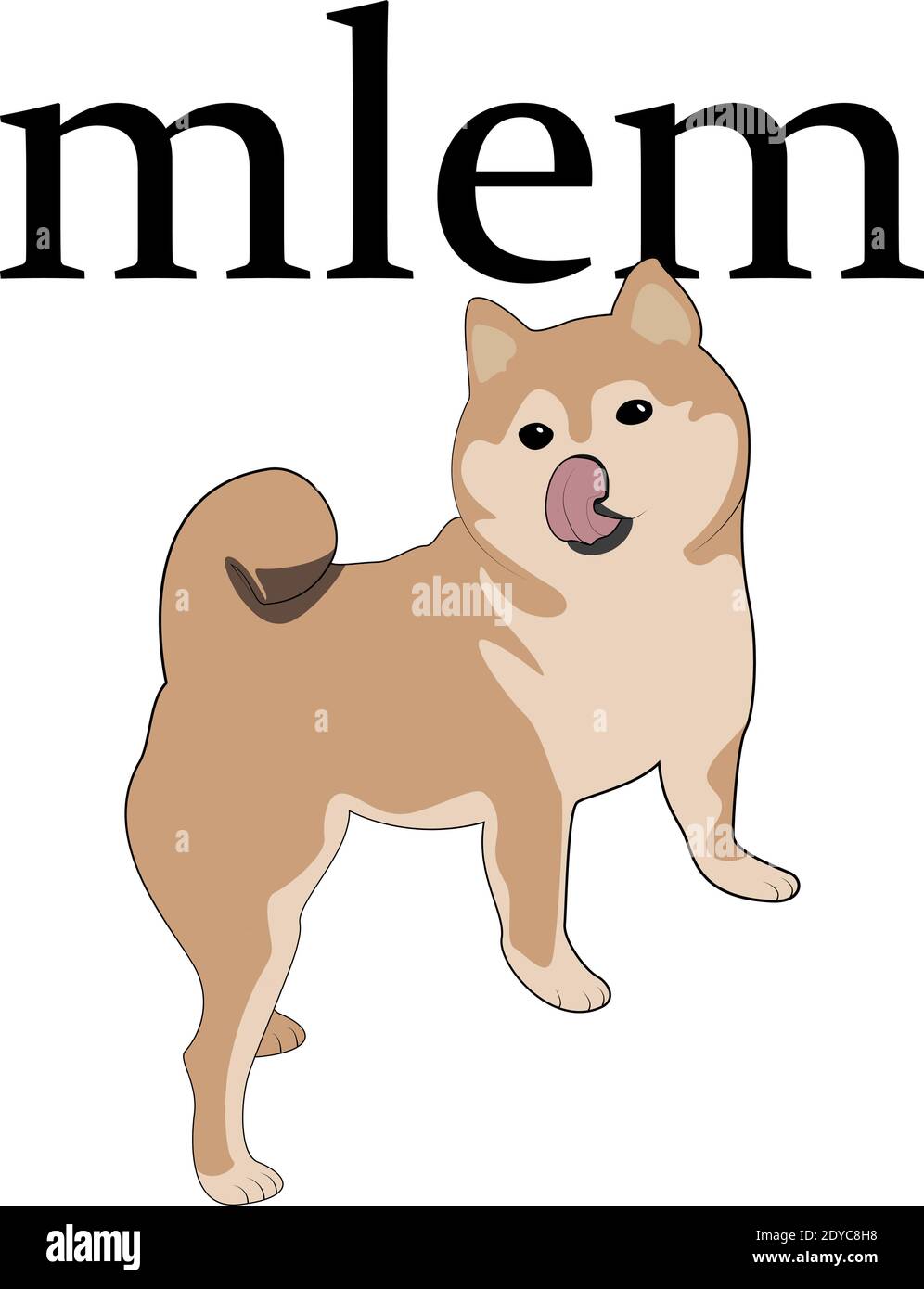 Cute Shiba Inu With Tongue Out and Inscription - mlem. Vector Illustration. EPS 10 Stock Vector