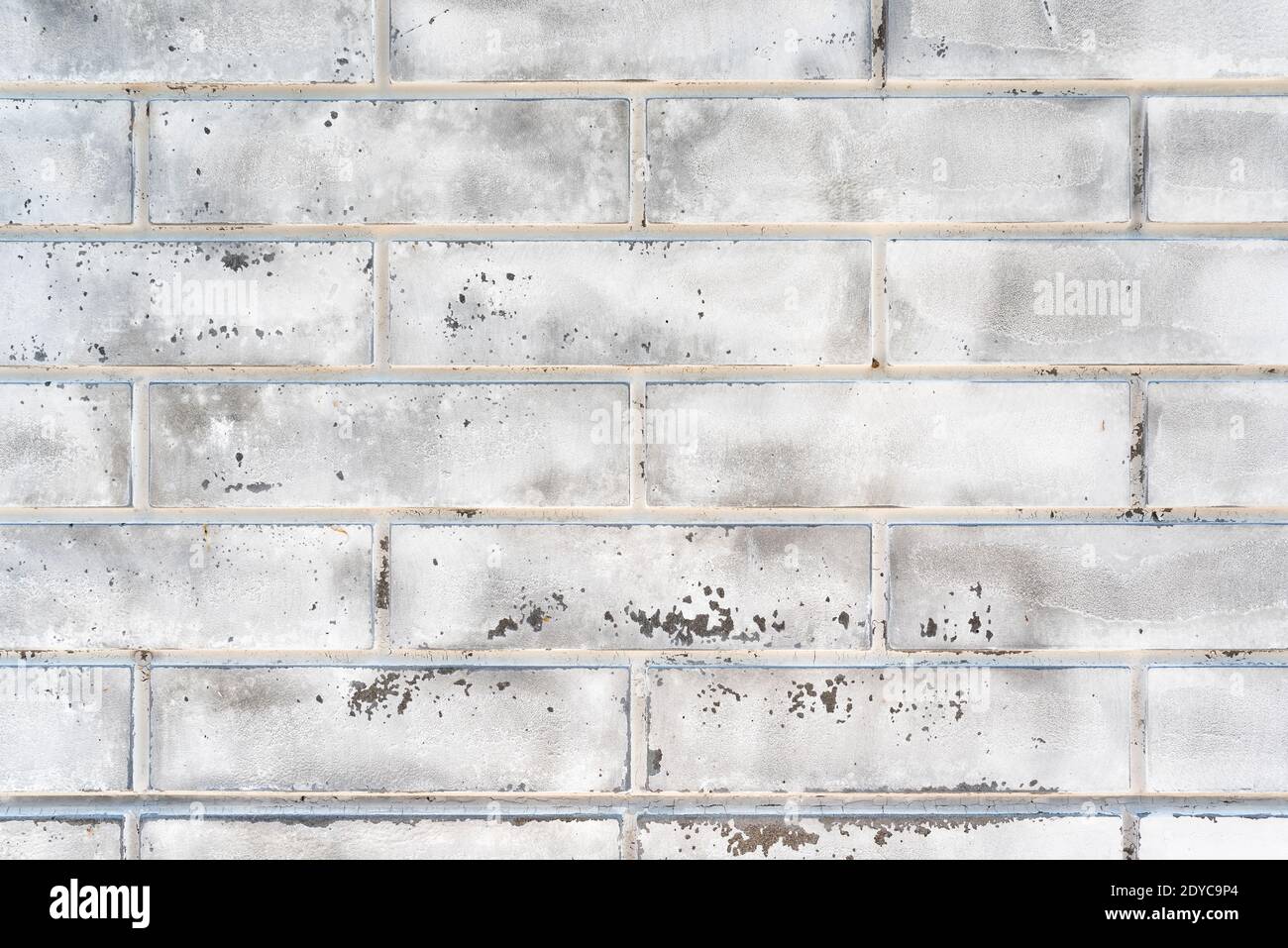 White grunge brick wall background. Old wall from silicate brick. Construction background Stock Photo