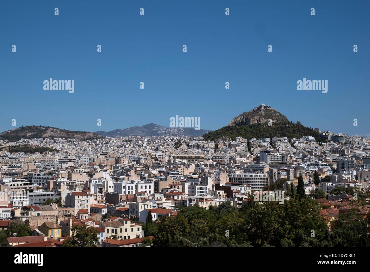 Panorama of Athen from the Akropolis Stock Photo