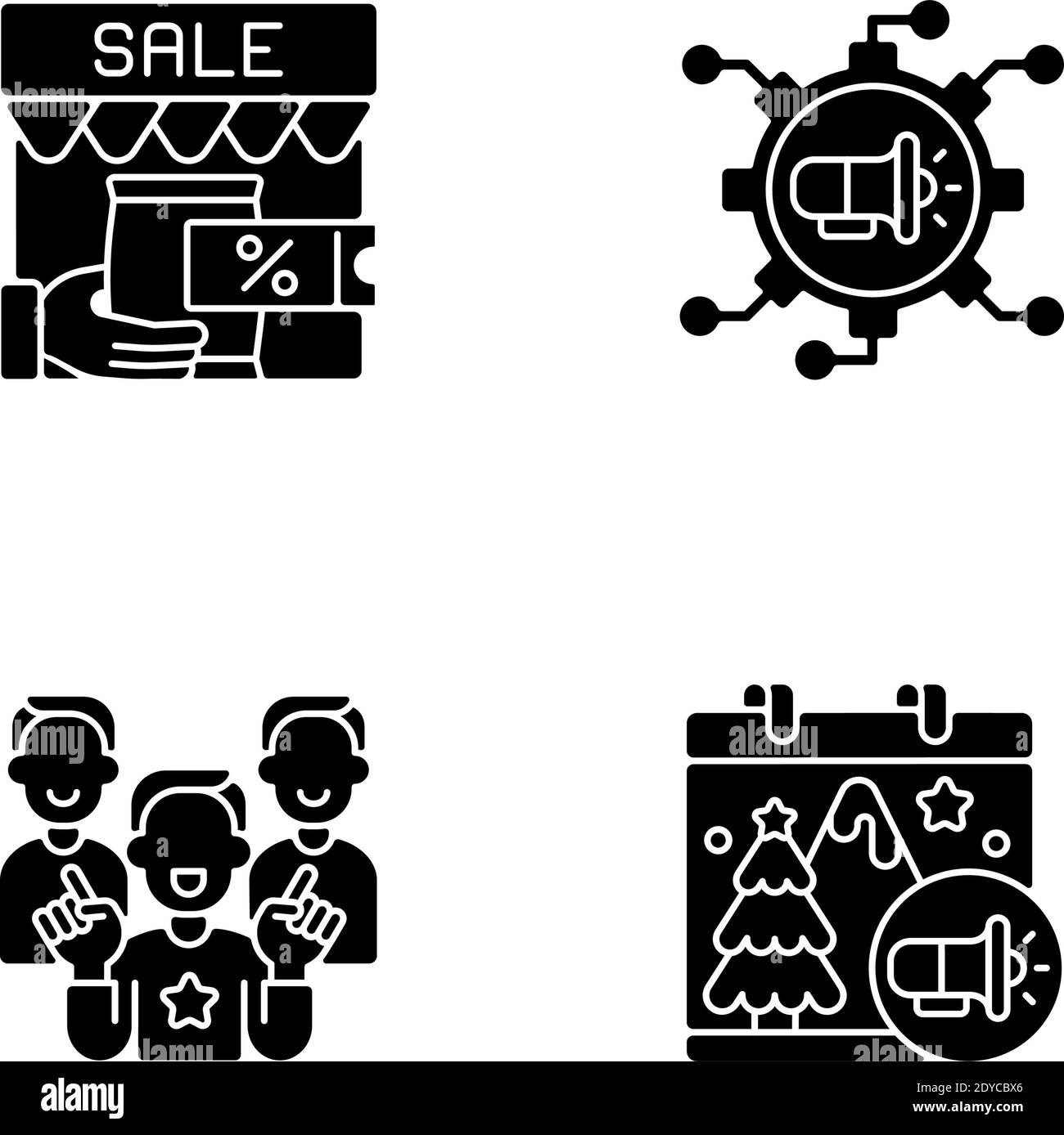 Marketing strategies black glyph icons set on white space Stock Vector ...