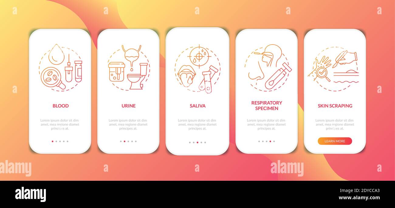 Lab samples onboarding mobile app page screen with concepts Stock ...