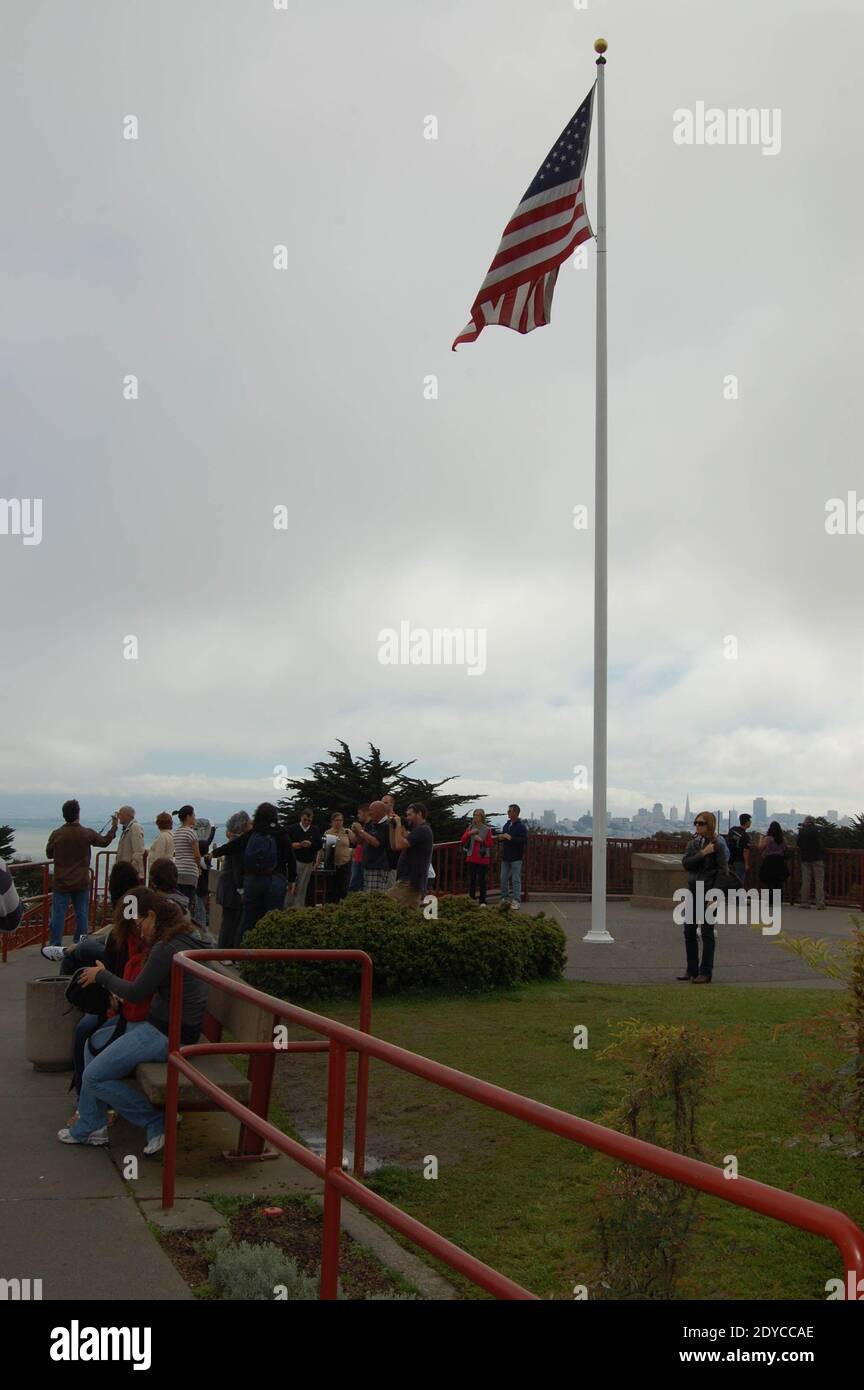 American flag and Flag pole in San Francisco Stock Photo