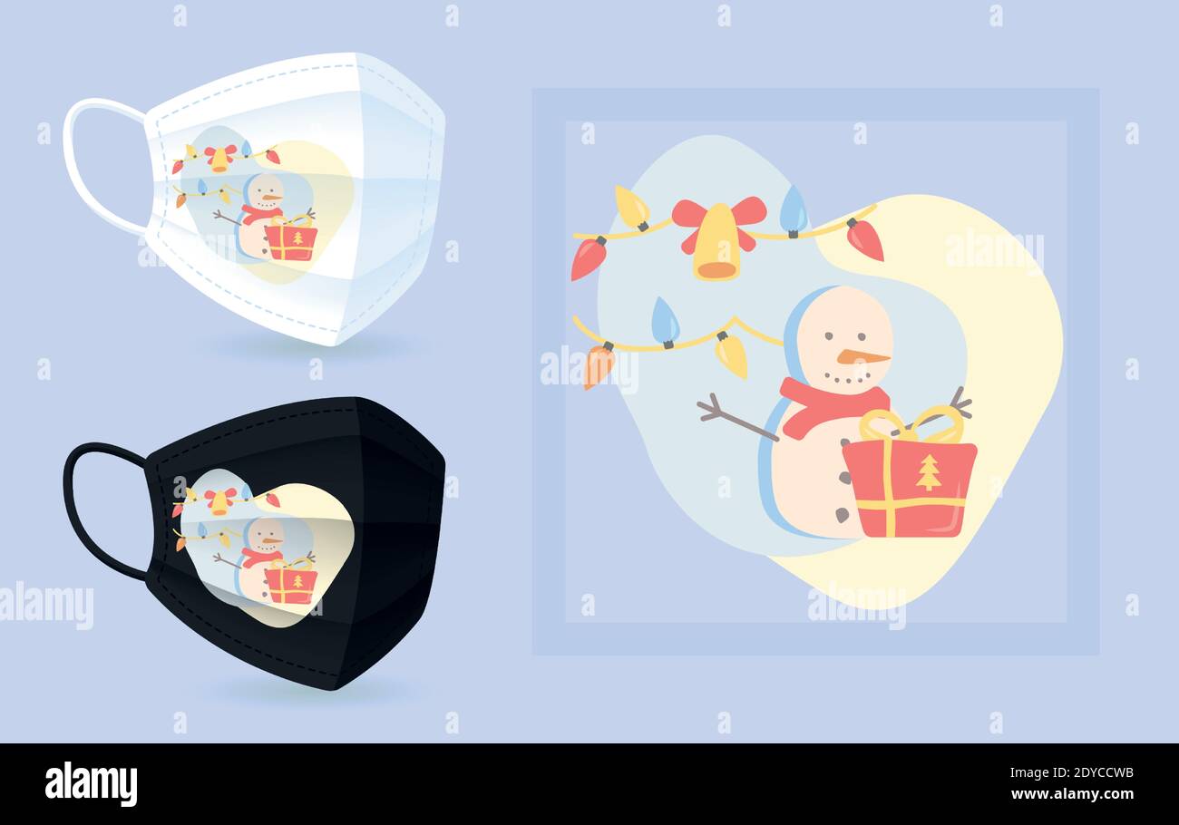 Mask Sample Layout Winter fun face mask mockup with abstract element layout Stock Vector ...