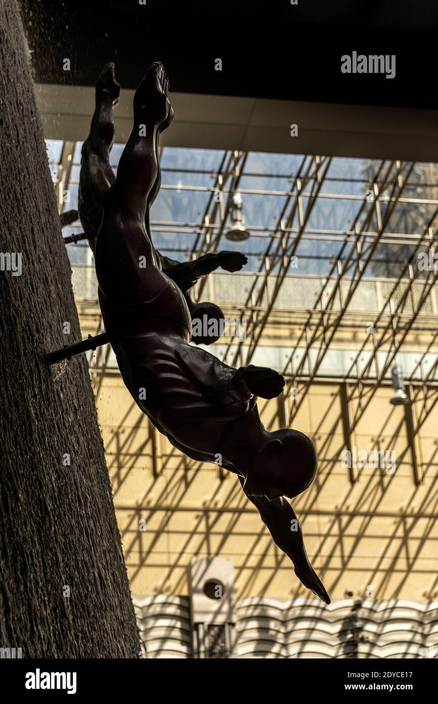 The Divers with lines and shadows, Dubai Shopping Mall, UAE Stock Photo