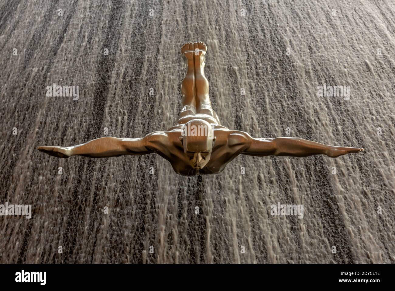 Swan dive, Human Waterfall, Dubai Shopping Mall, UAE Stock Photo