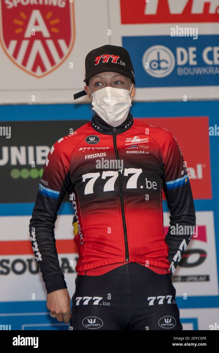 ANTWERPEN, BELGIUM - JANUARY 22: Annemarie Worst during the Elite Cyclocross Scheldecross on January 22, 2016 in Antwerpen, Belgium (Photo by Jos Kafo Stock Photo