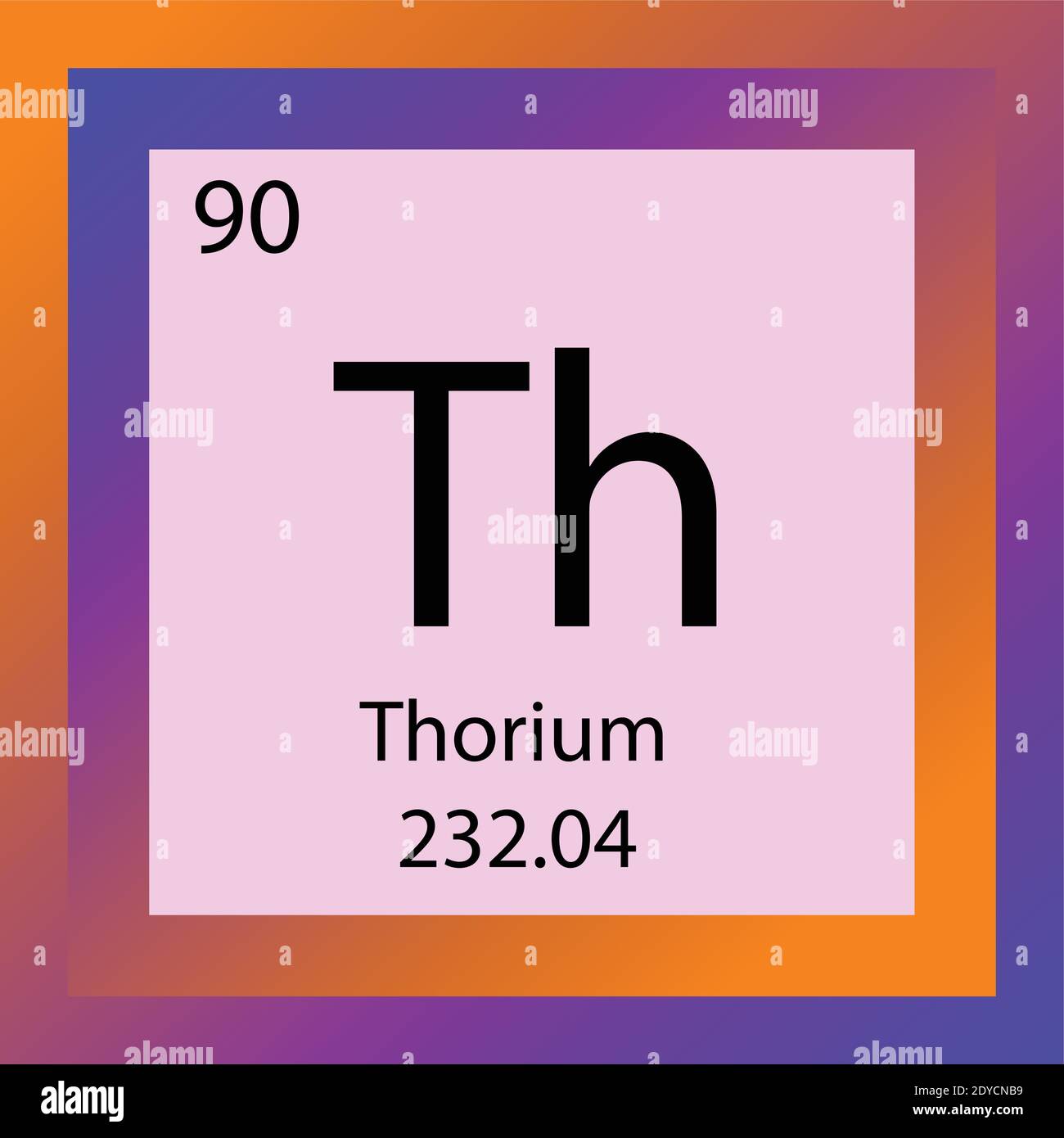 Th Thorium Chemical Element Periodic Table. Single element vector illustration, Actinide Element icon with molar mass and atomic number. Stock Vector