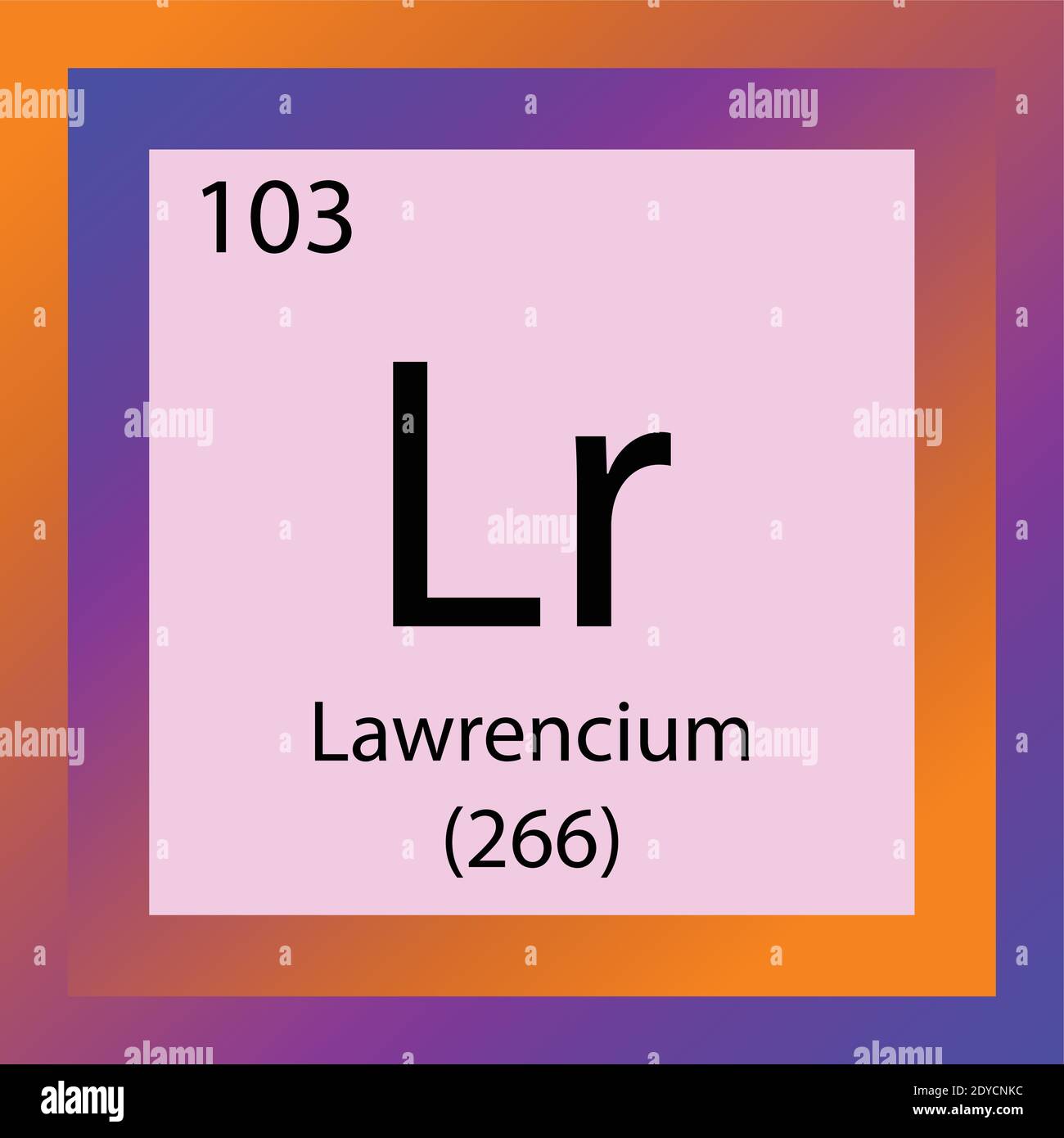 Lr Lawrencium Actinium Chemical Element Periodic Table. Single element vector illustration