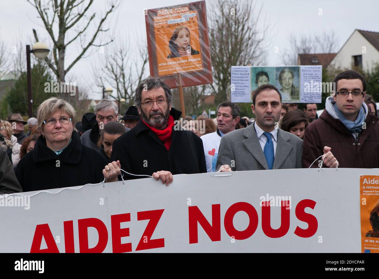 Eric Mouzin, the father of missing Estelle Mouzin participates in a march in memory of his daughter in Guermantes, France on January 13, 2013. Estelle, aged 9, disappeared on her way home from school on Thursday 9th January, 2003. Photo by Audrey Poree/ABACAPRESS.COM Stock Photo