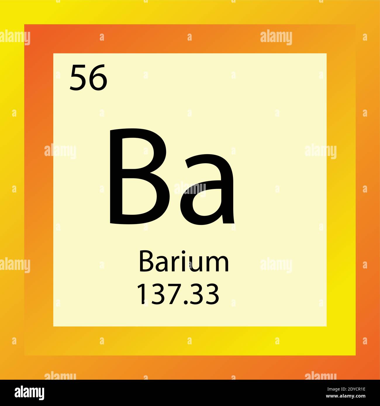 Ba Barium Chemical Element Periodic Table. Single element vector illustration, Alkaline Earth Metals element icon with molar mass and atomic number Stock Vector