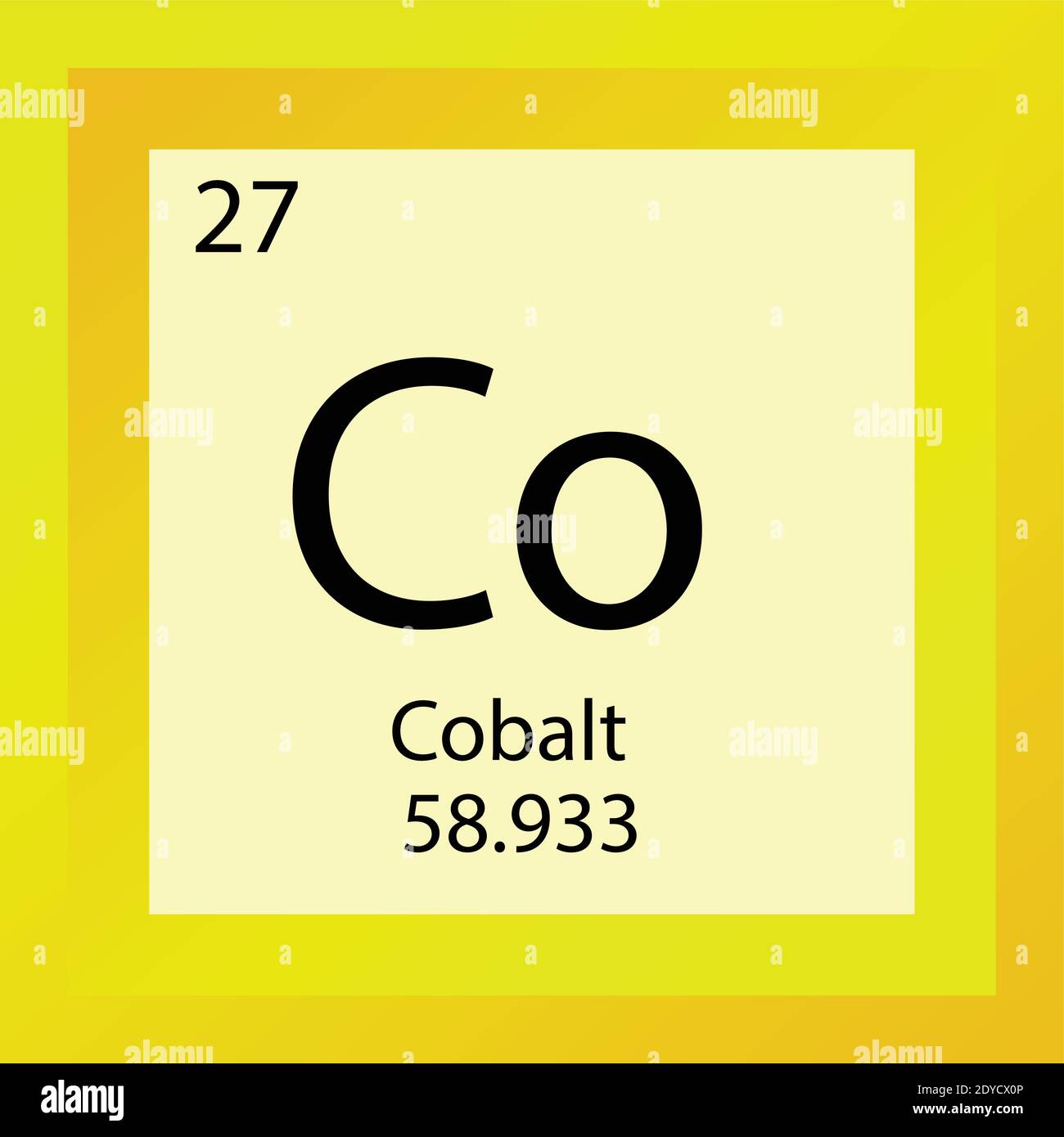 Co Cobalt Chemical Element Periodic Table. Single element vector illustration, transition metals element icon with molar mass and atomic number. Stock Vector