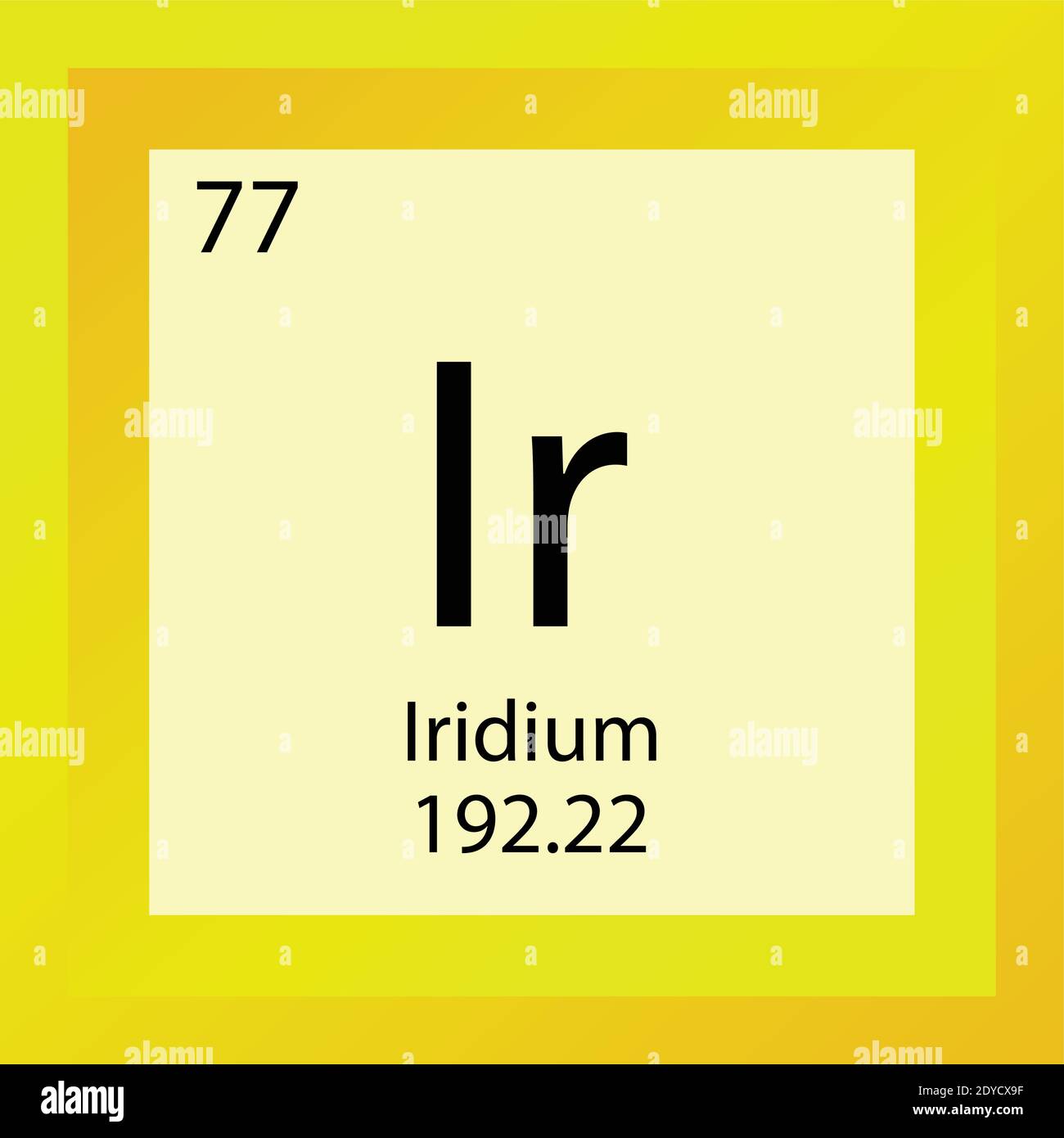 Ir Iridium Chemical Element Periodic Table. Single element vector illustration, transition metals element icon with molar mass and atomic number. Stock Vector