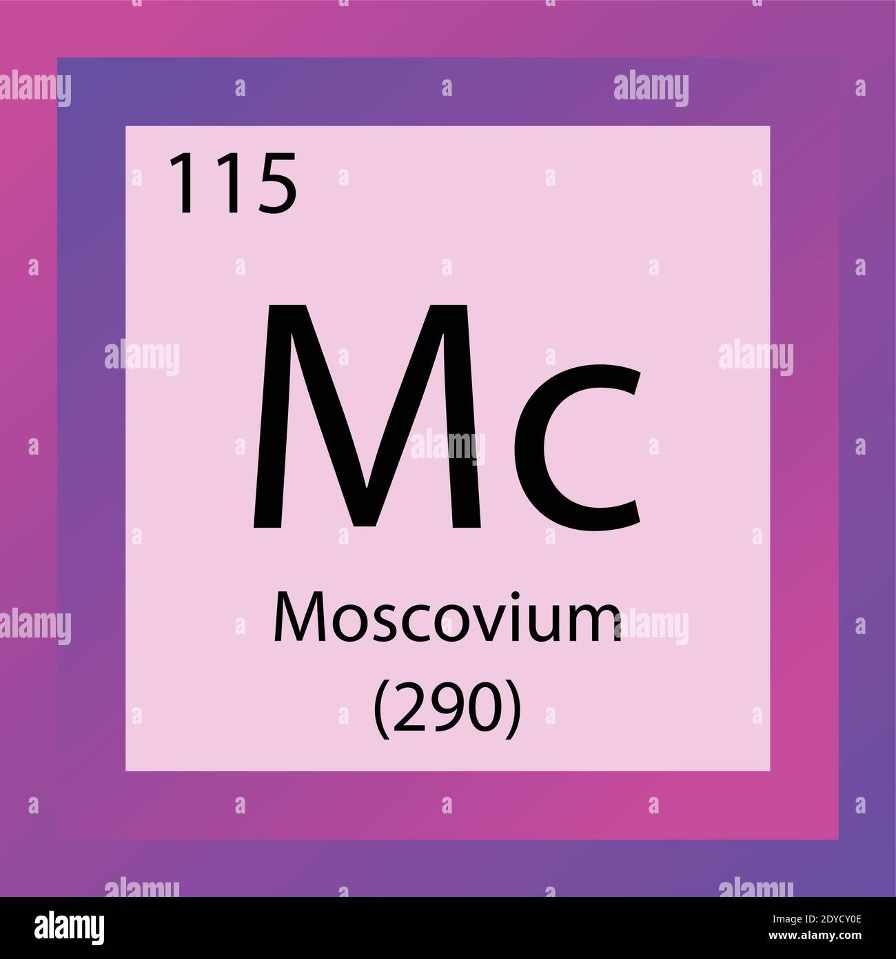 Mc Moscovium Chemical Element Periodic Table. Single element vector illustration, Element icon with molar mass and atomic number. Stock Vector