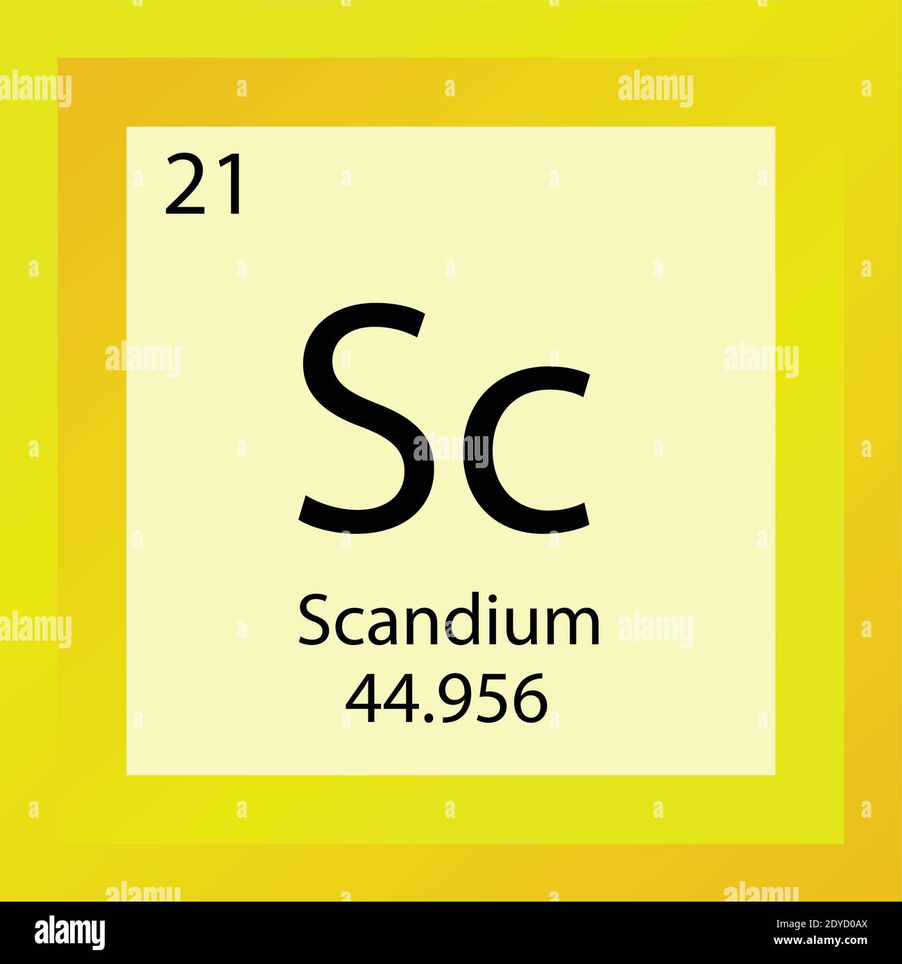 Sc Scandium Chemical Element Periodic Table Single Element Vector Illustration