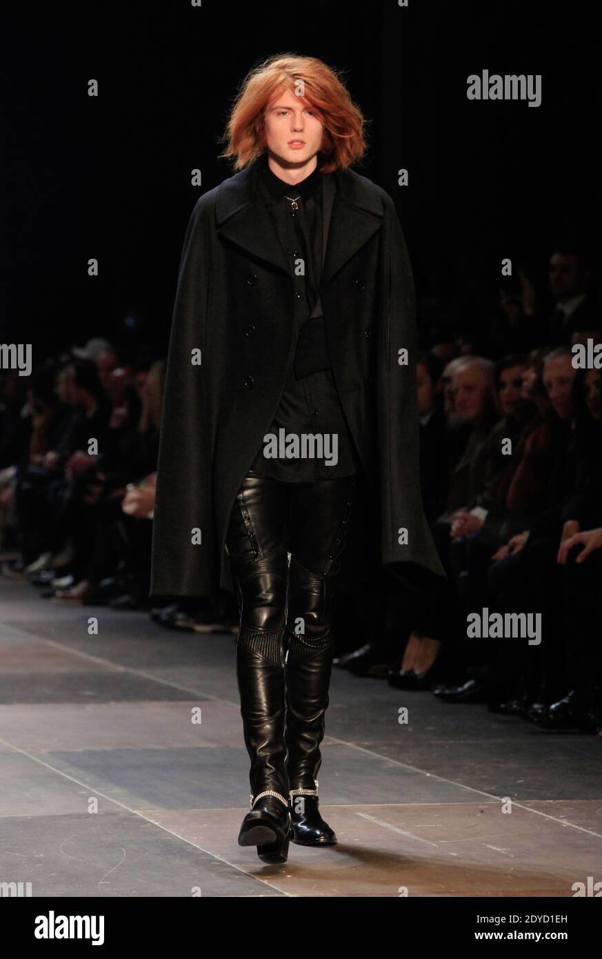 A model displays a creation by Hedi Slimane for Yves Saint Laurent Men s Fall Winter 2013 2014 collection presentation as part of the Paris Fashion Week in Paris France on January 20 2013. Photo by
