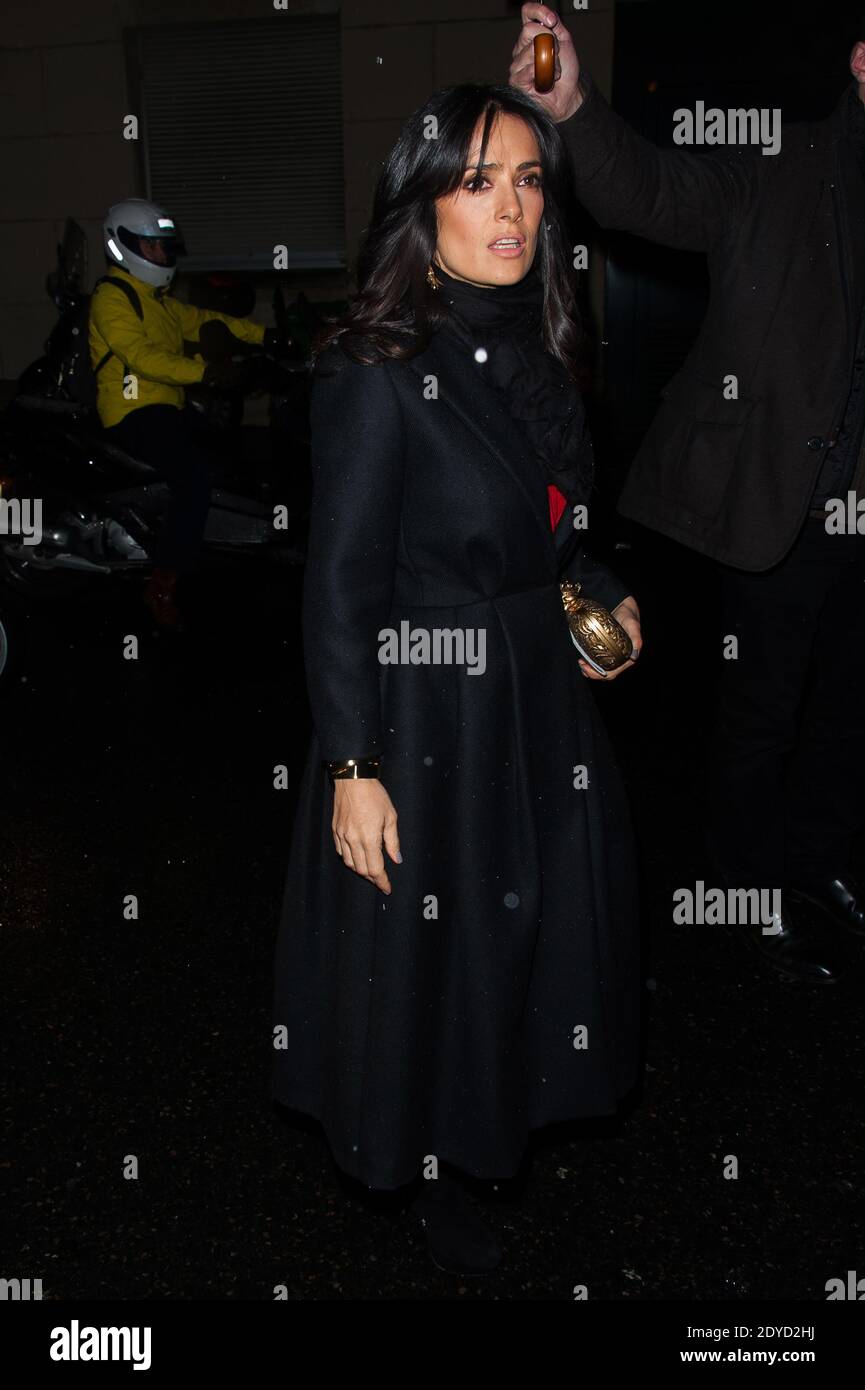 Salma Hayek arriving to the Giambattista Valli Spring-Summer 2013 Haute-Couture collection show in Paris, France on January 21, 2013. Photo by Nicolas Genin/ABACAPRESS.COM Stock Photo