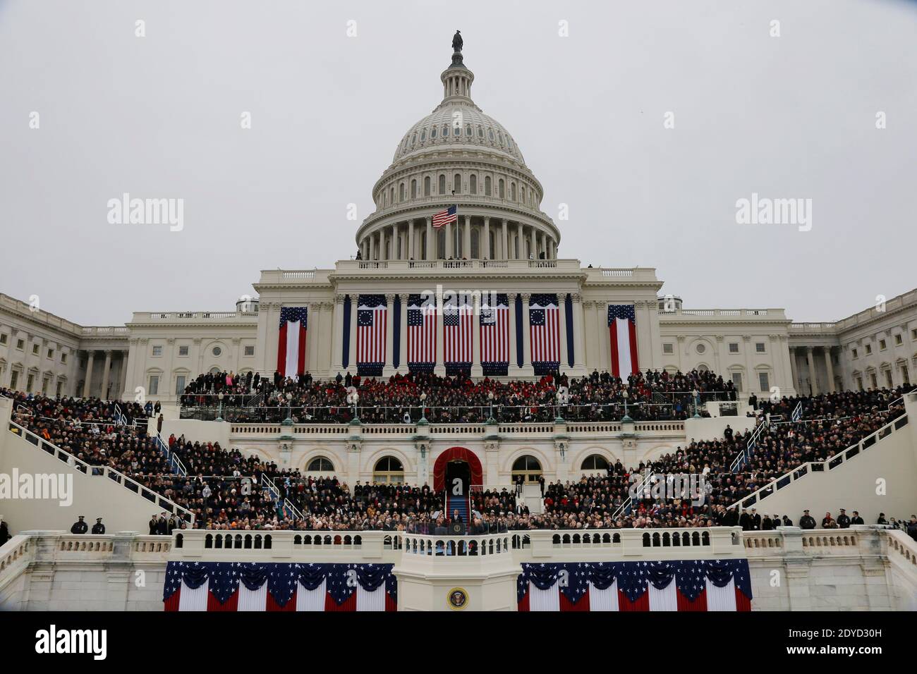 President Barack Obama speaks during the ceremonial swearing-in at the U.S. Capitol during the 57th Presidential Inauguration in Washington on January 21, 2013. Photo by Scott Andrews/Pool/ABACAPRESS.COM Stock Photo