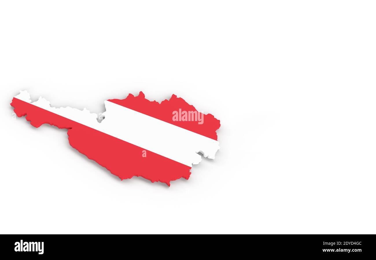 Map of Austria with Austrian flag 3D rendering Stock Photo