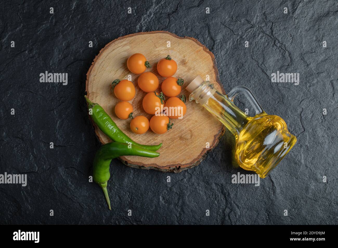 fresh raw vegetables on black background Stock Photo