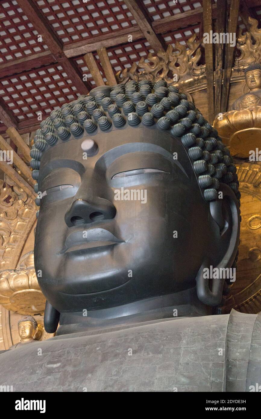 Japan Nara Detail of the world's largest bronze statue of the Buddha