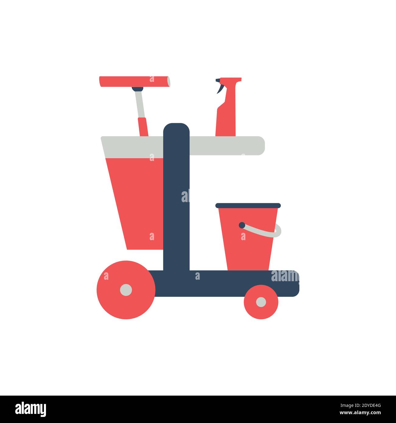 Cleaning trolley vector colored icon isolated on white background Stock Vector