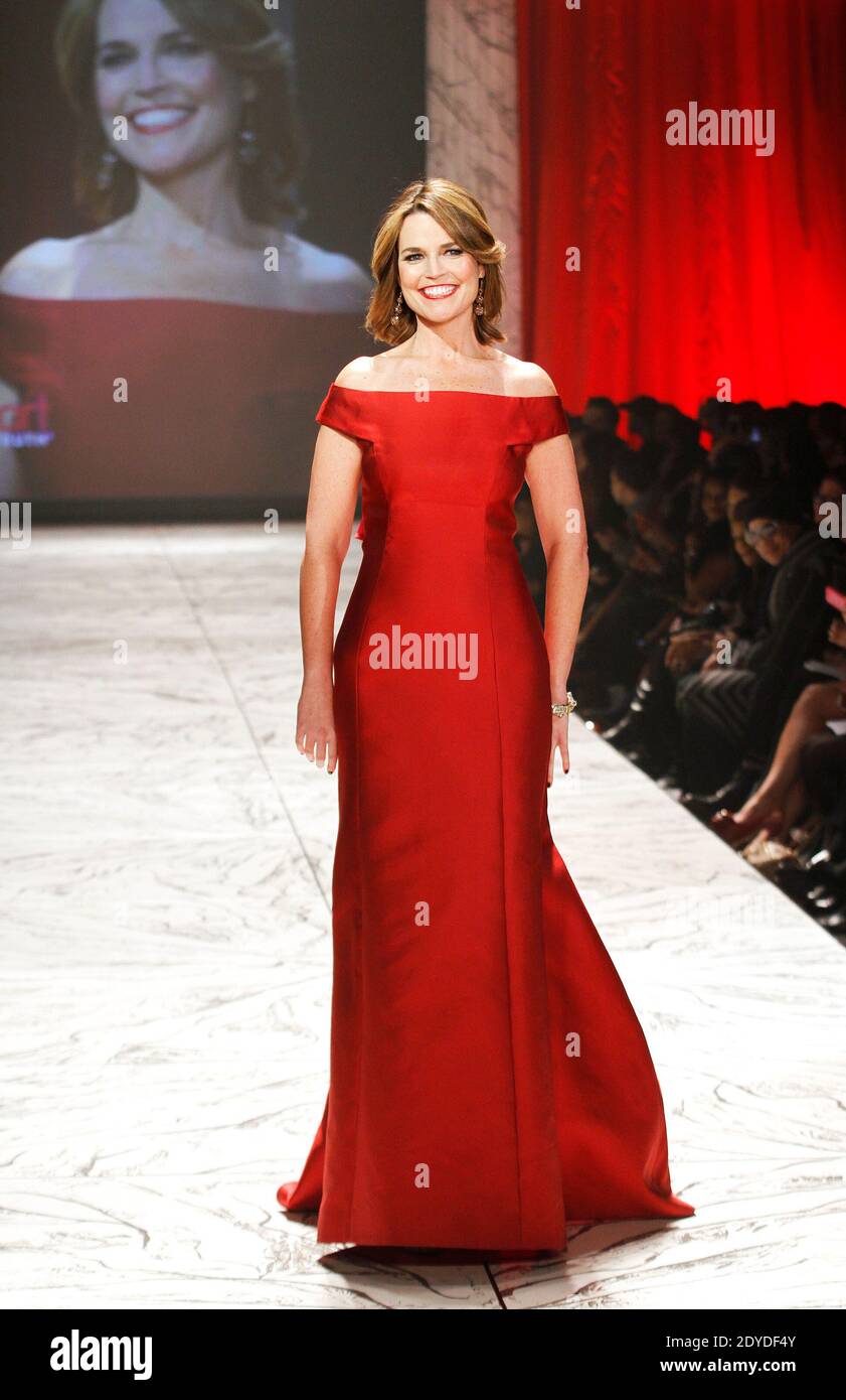 savannah guthrie red dress NEW YORK, NY - FEBRUARY 06: Savannah Guthrie Wearing Carolina Herrera Walks the Runway at the Heart Truth's Red Dress Collection Editorial Image