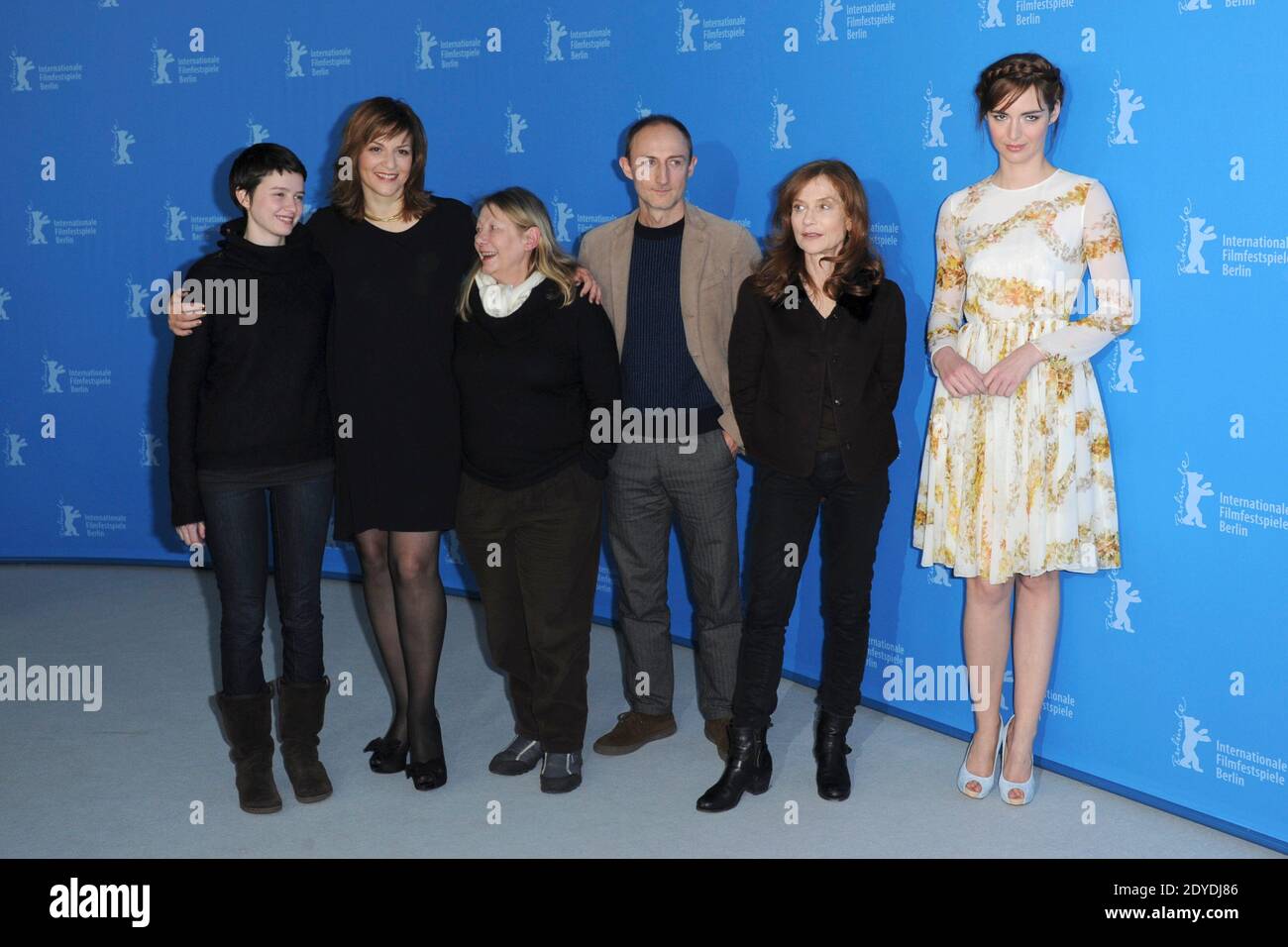 Belgian actress Pauline Etienne, german actress Martina Gedeck, French actress Francoise Lebrun, French director Guillaume Nicloux, French actress Isabelle Huppert and French actress Louise Bourgoin attending 'The Nun' ('La Religieuse') Photocall during the 63rd Berlinale, Berlin International Film Festival in Berlin, Germany, on February 10, 2013. Photo by Aurore Marechal/ABACAPRESS.COM Stock Photo