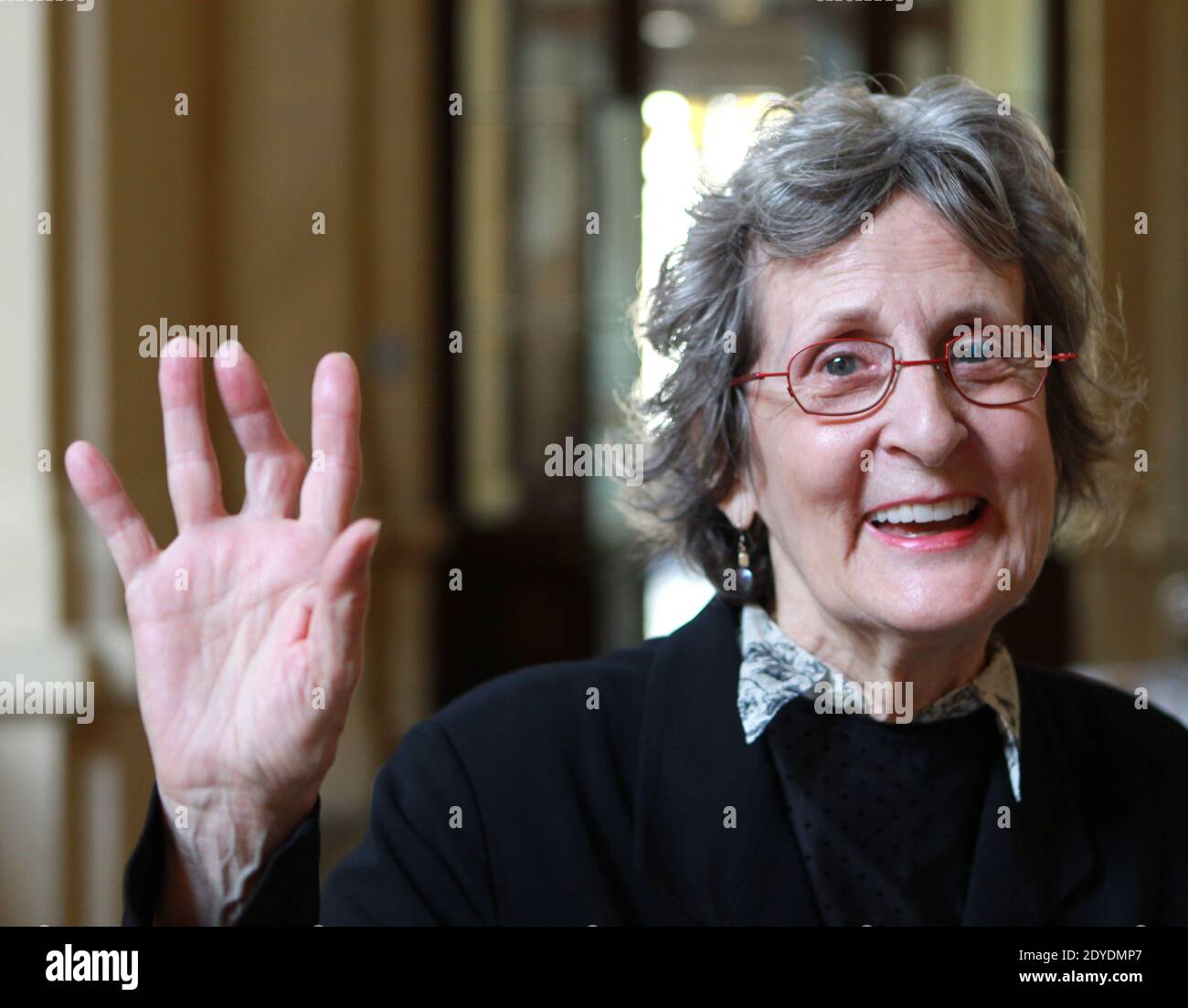 File picture dated September 13, 2010 shows American postmodernist choreographer/dancer Trisha Brown during a press conference in Lyon, France. In December 2012, Brown had announced she would retire from making new works. Photos by Vincent Dargent/ABACAPRESS.COM Stock Photo