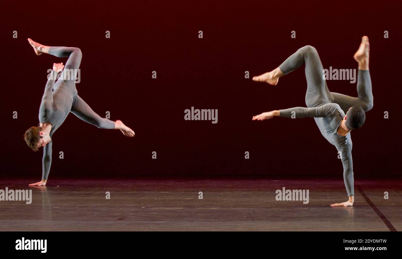 The Lyon Ballet perform the piece 'For M.G. : The Movie' as a tribute to retiring American postmodernist choreographer Trisha Brown, in Lyon, France on February 8, 2013. Photos by Vincent Dargent/ABACAPRESS.COM Stock Photo